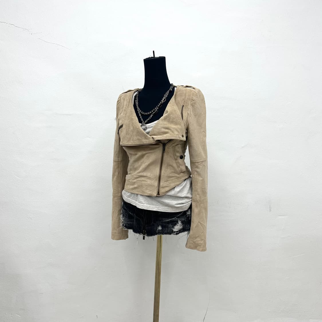 Ivory suede rider jacket 상품이미지3