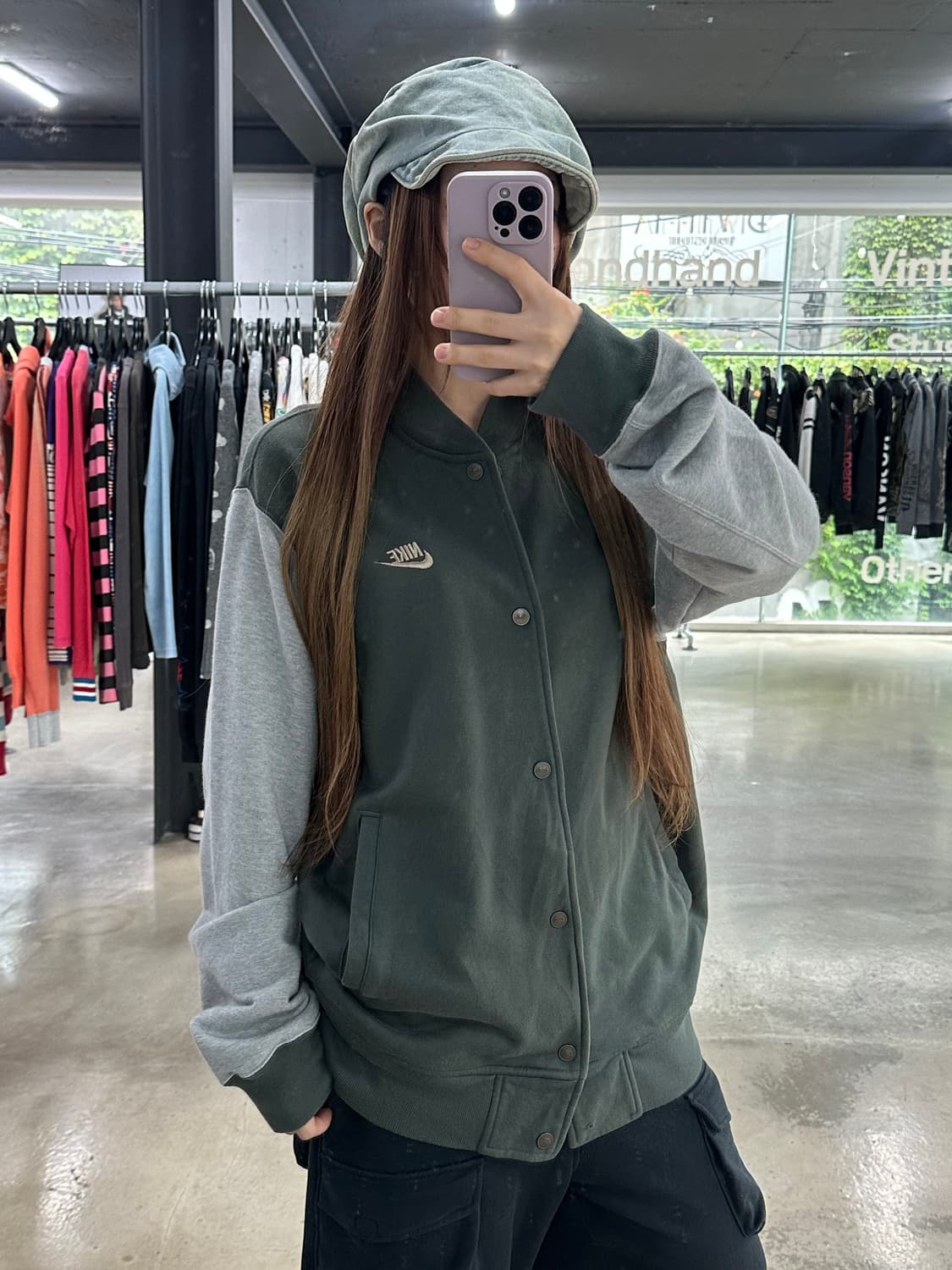 나이키 코튼 빅백로고 바시티 자켓 상품이미지1