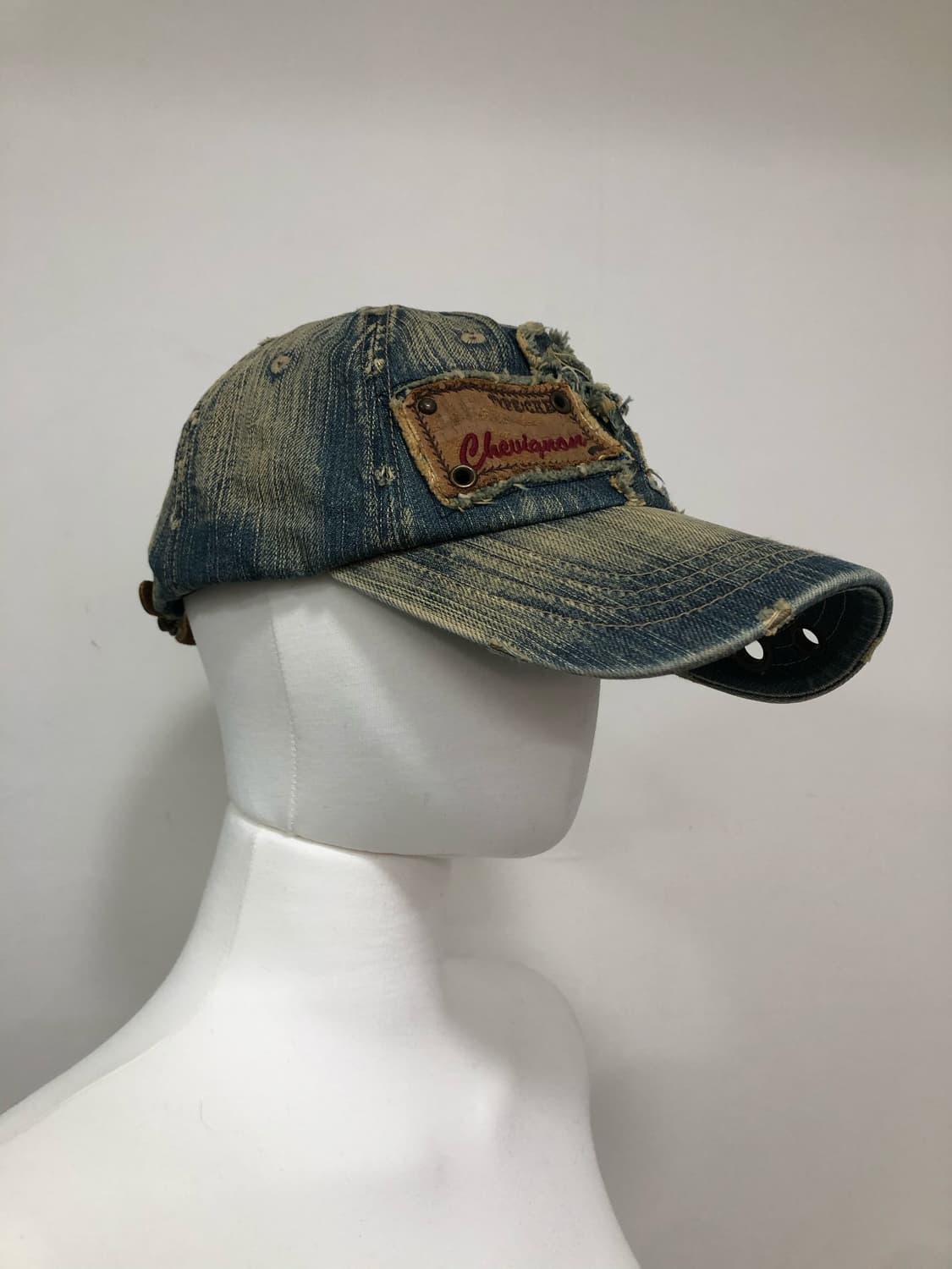 grunge denim cross patch ball cap 상품이미지4