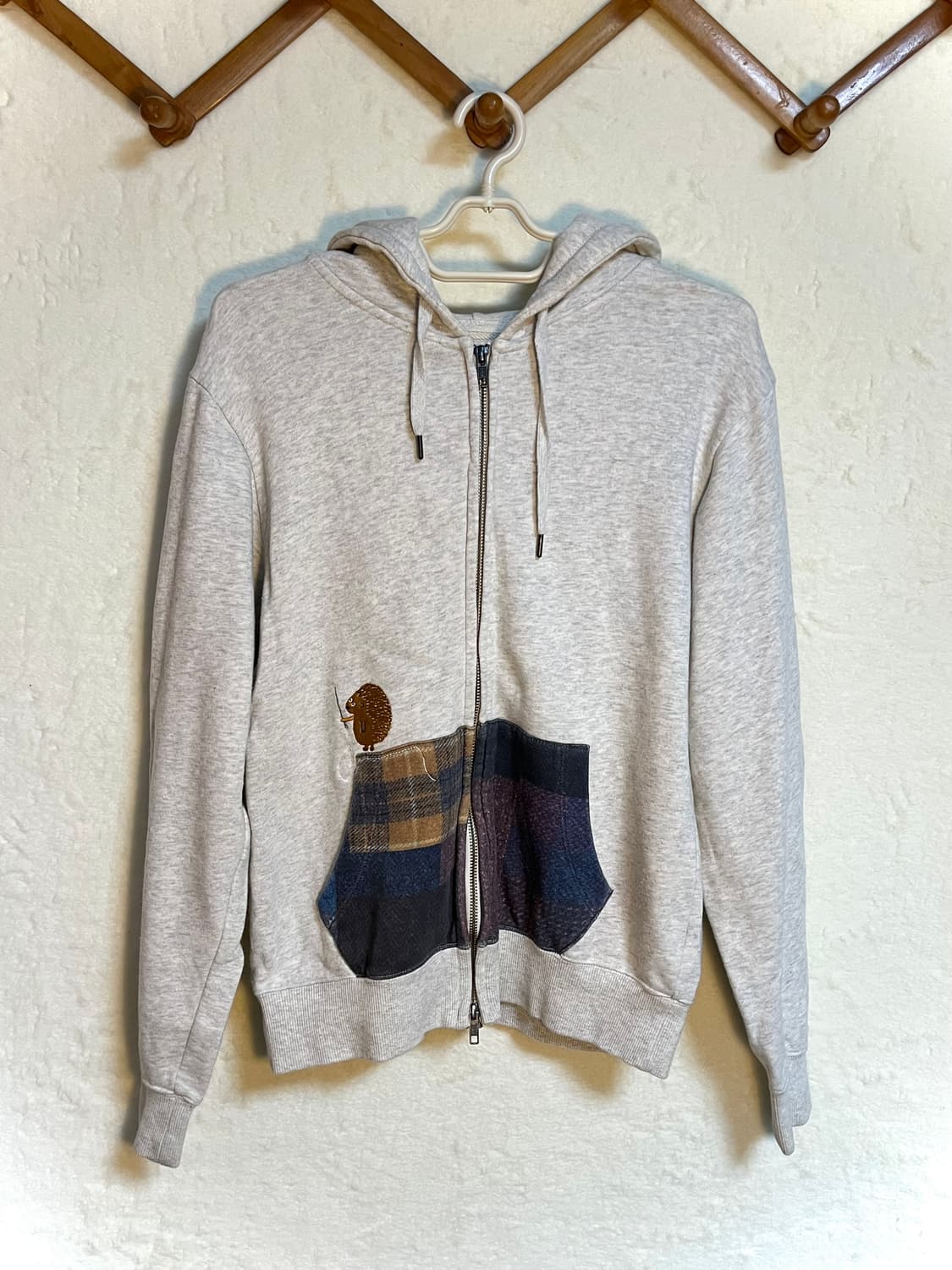 빈티지 자수 패치 후드 집업 고슴도치 상품이미지1