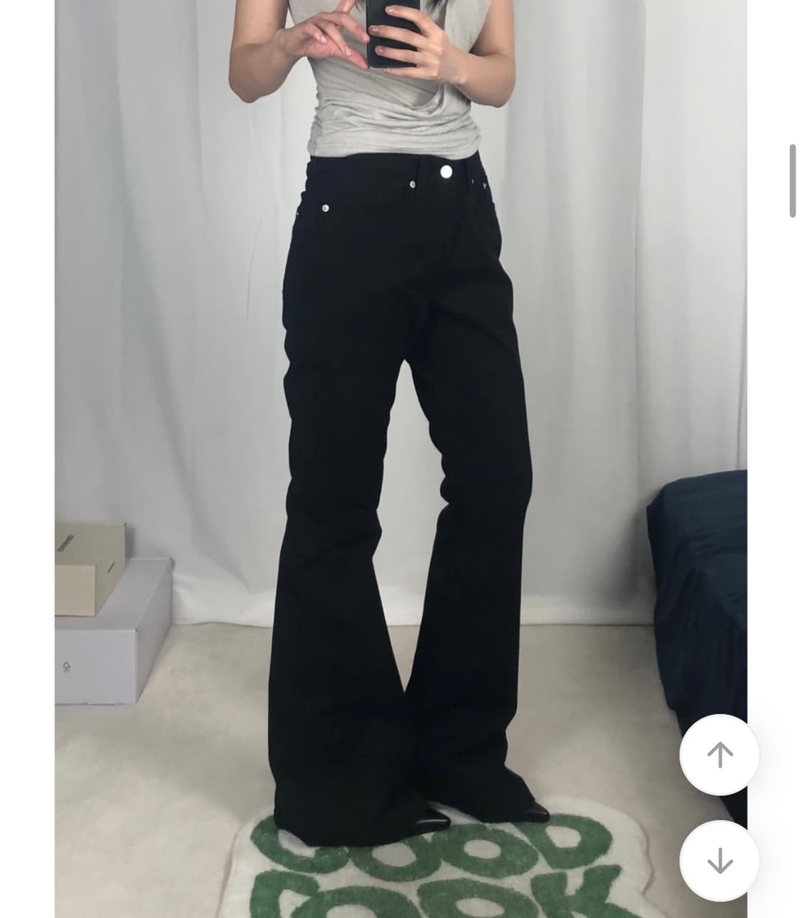 새상품) OOTJ 오오티제이 세미부츠컷 팬츠 블랙 s 상품이미지3