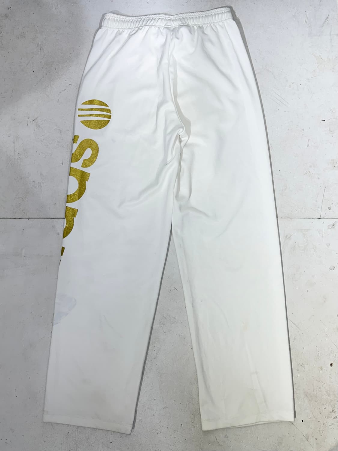 아디다스 화이트 골드 스펠아웃 와이드 트레이닝 팬츠 추리닝 바지 S 상품이미지5