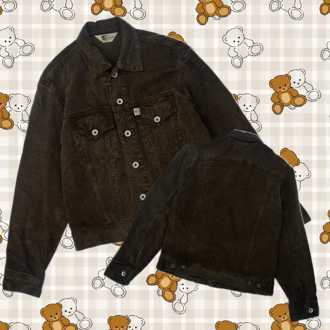 CAMEL 브라운 데님 청자켓 아메카지 그런지 보헤미안 펑크 시크 상품이미지1