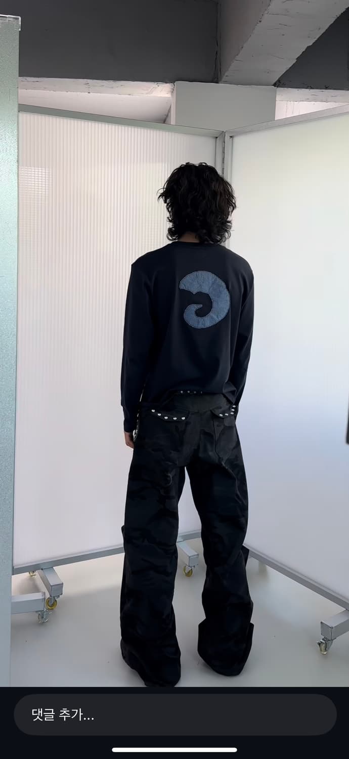 탄산마드네슘 코튼 와이드 스터드 팬츠 (카모차콜) 상품이미지1