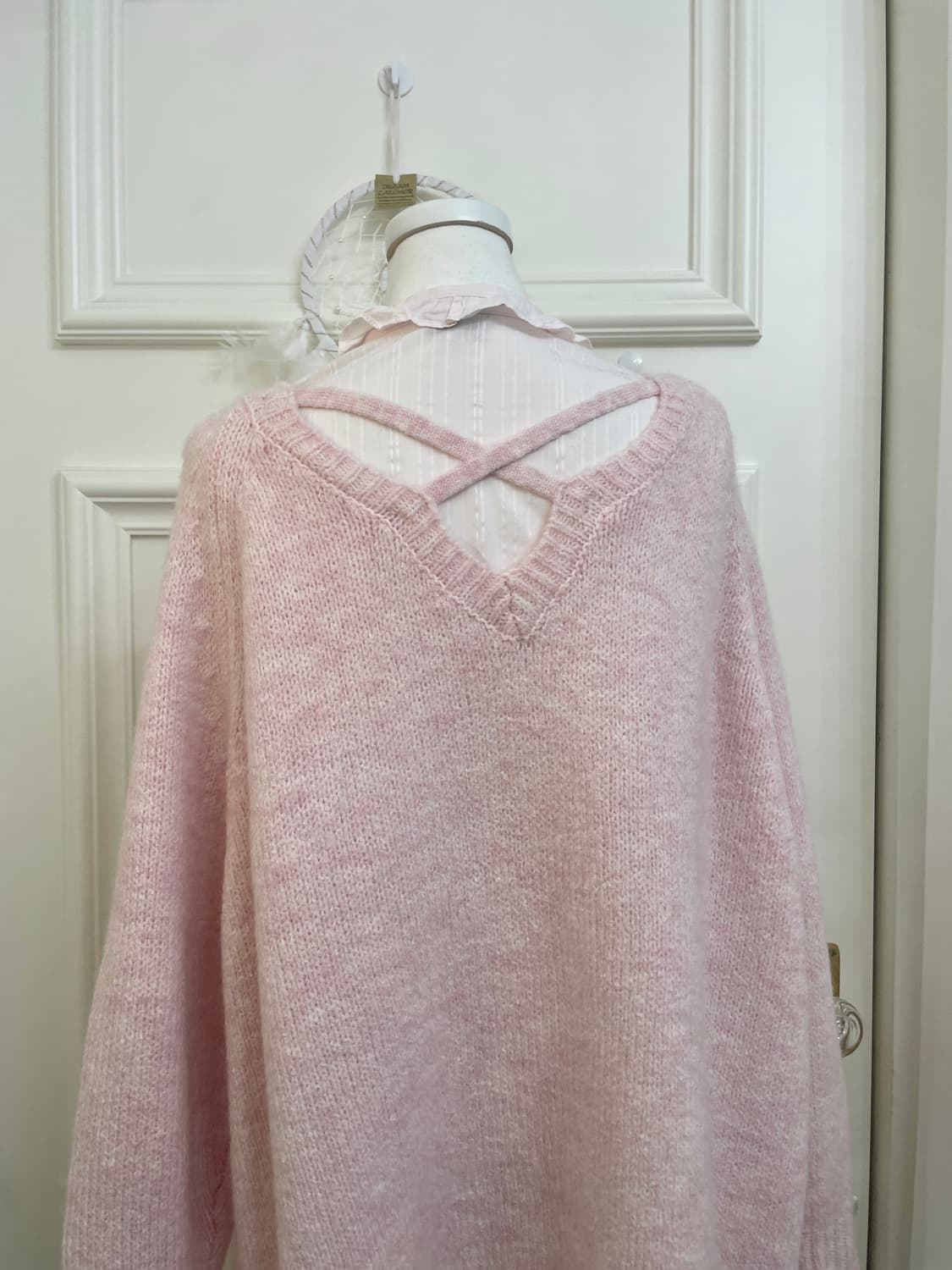 pink melange back point over cardigan 상품이미지4