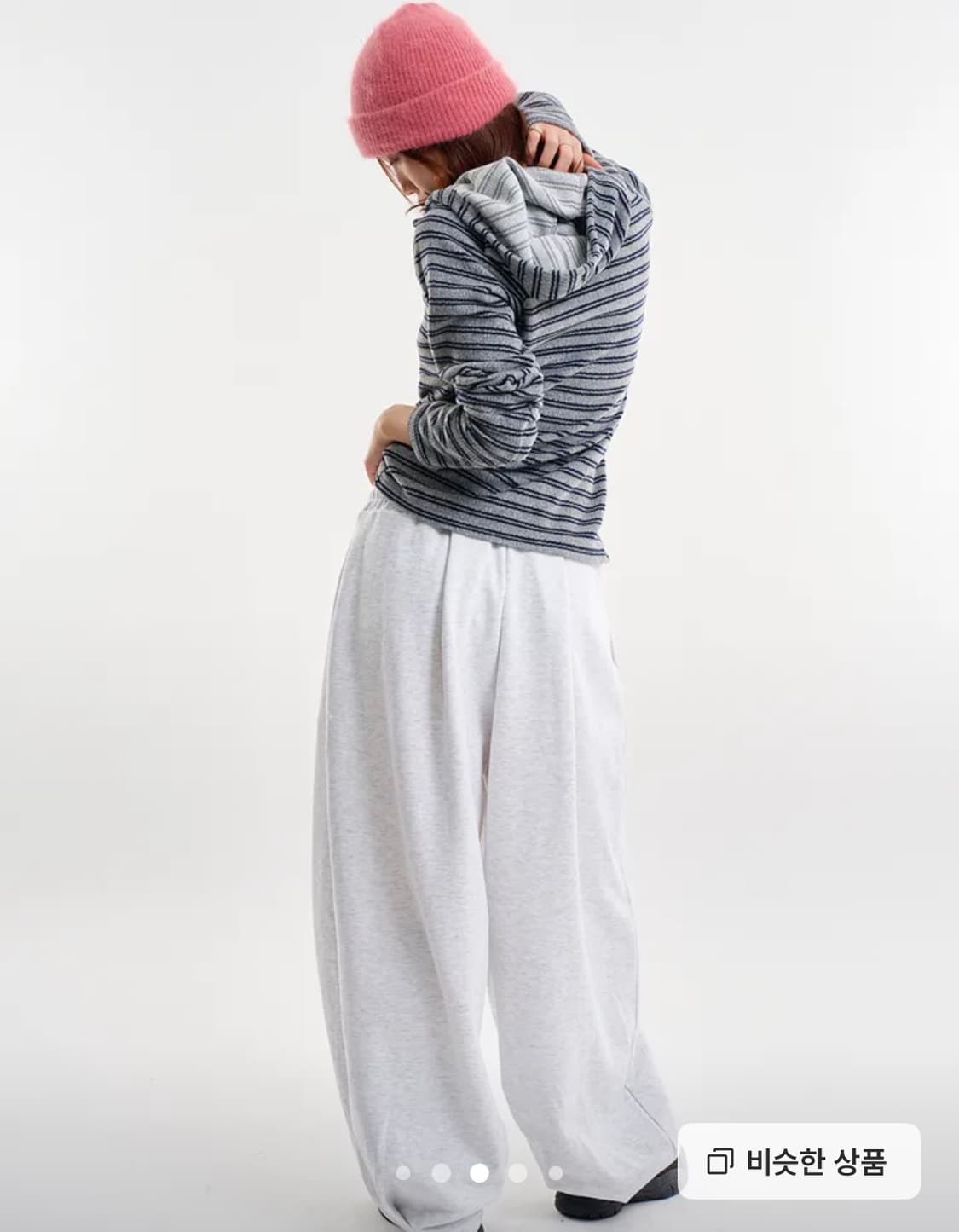 라우코하우스 바니 스트라이프 버튼 후디 니트 상품이미지4