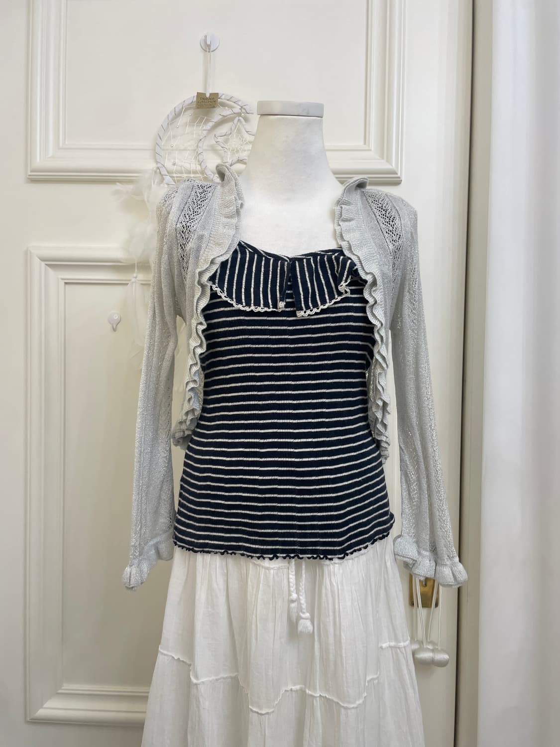 navy&gray ruffle crochet lovely mori set 상품이미지4