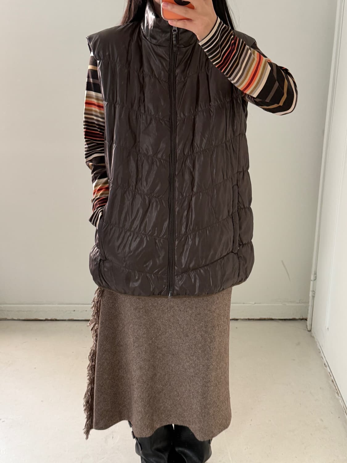 일본빈티지 브라운 패딩조끼 상품이미지3