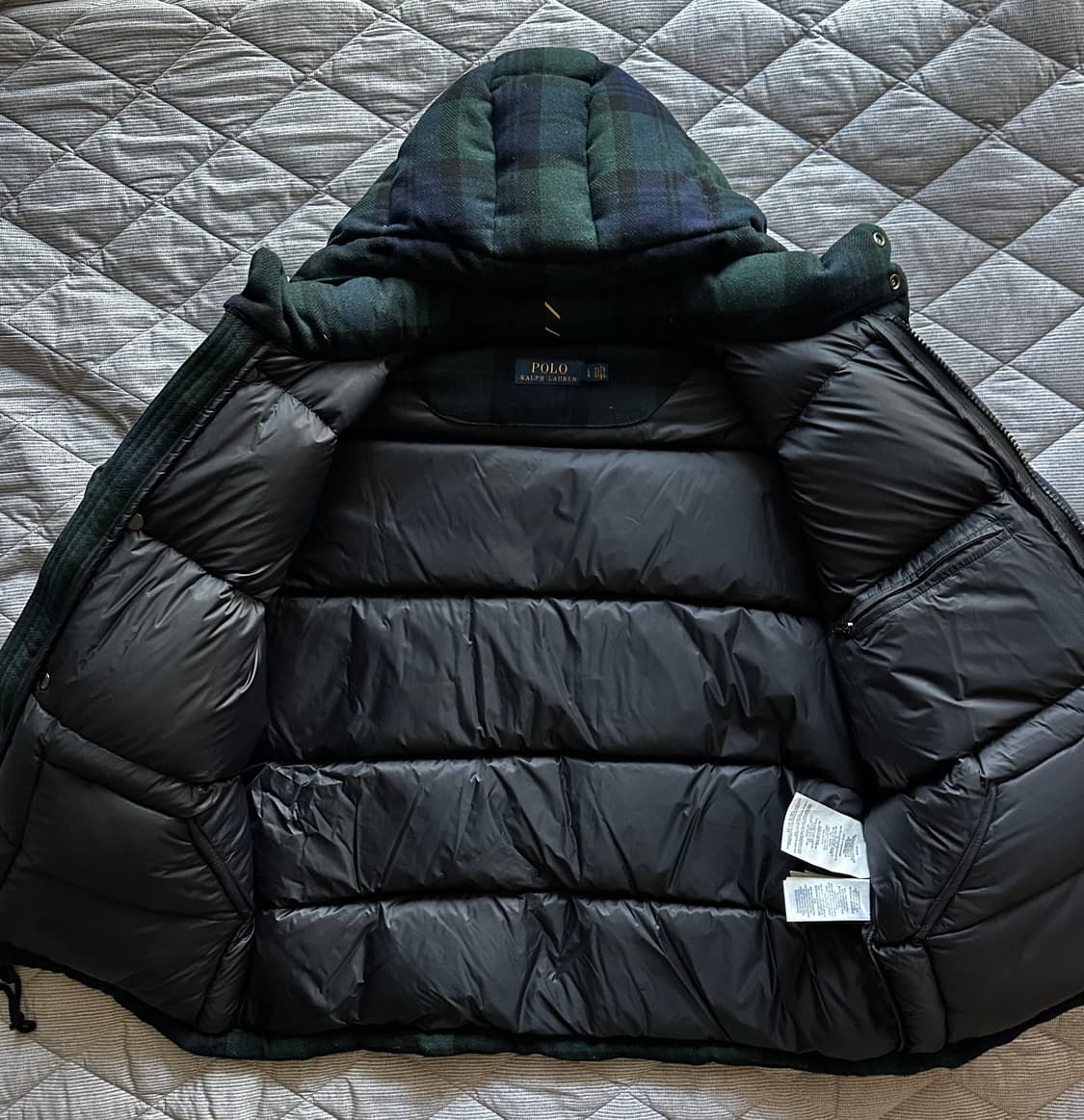 폴로 랄프로렌 블랙워치 타탄체크 패딩 L 상품이미지2