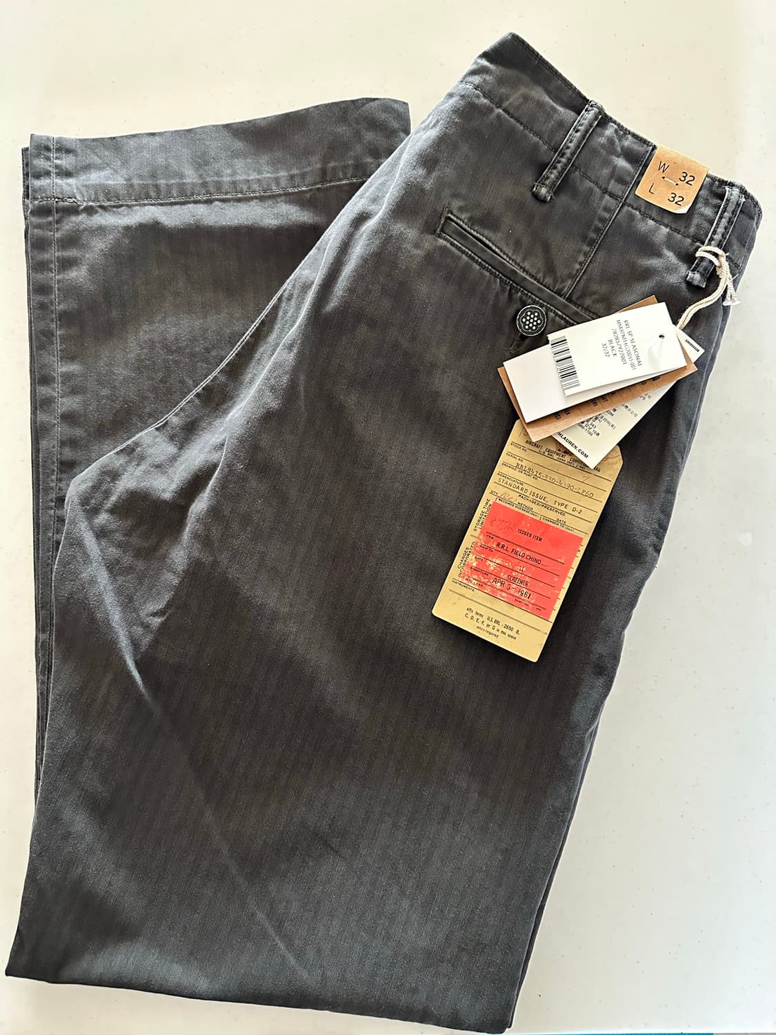 RRL 가먼트 다이 헤링본 블랙 필드 팬츠 상품이미지6