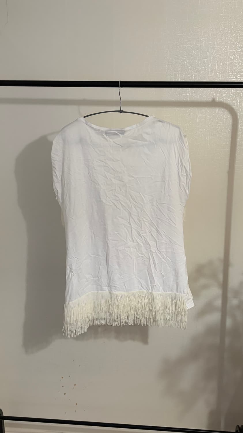 SLY Star Fringe White Top 상품이미지2