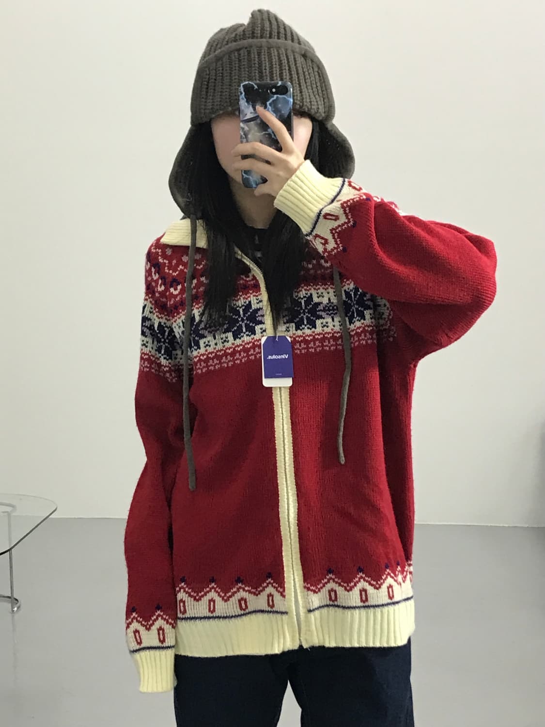 SHOER DANCE 노리딕 패턴 집업 가디건 상품이미지1