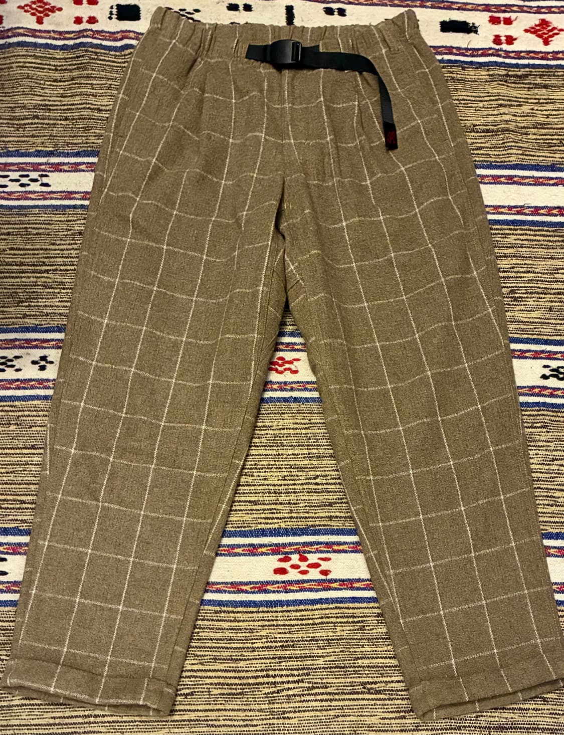 (~34)그라미치 원턱 울 블렌드 루즈테이퍼드 체크팬츠 상품이미지1