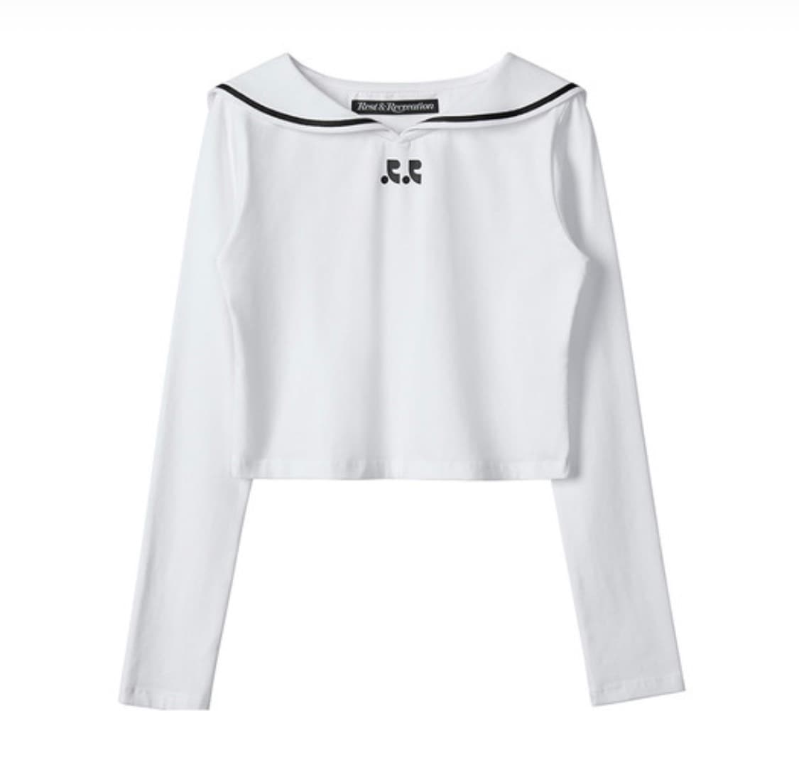 레스트앤레크레이션 RR SAILOR COLLAR CROP TOP 화이트 상품이미지1