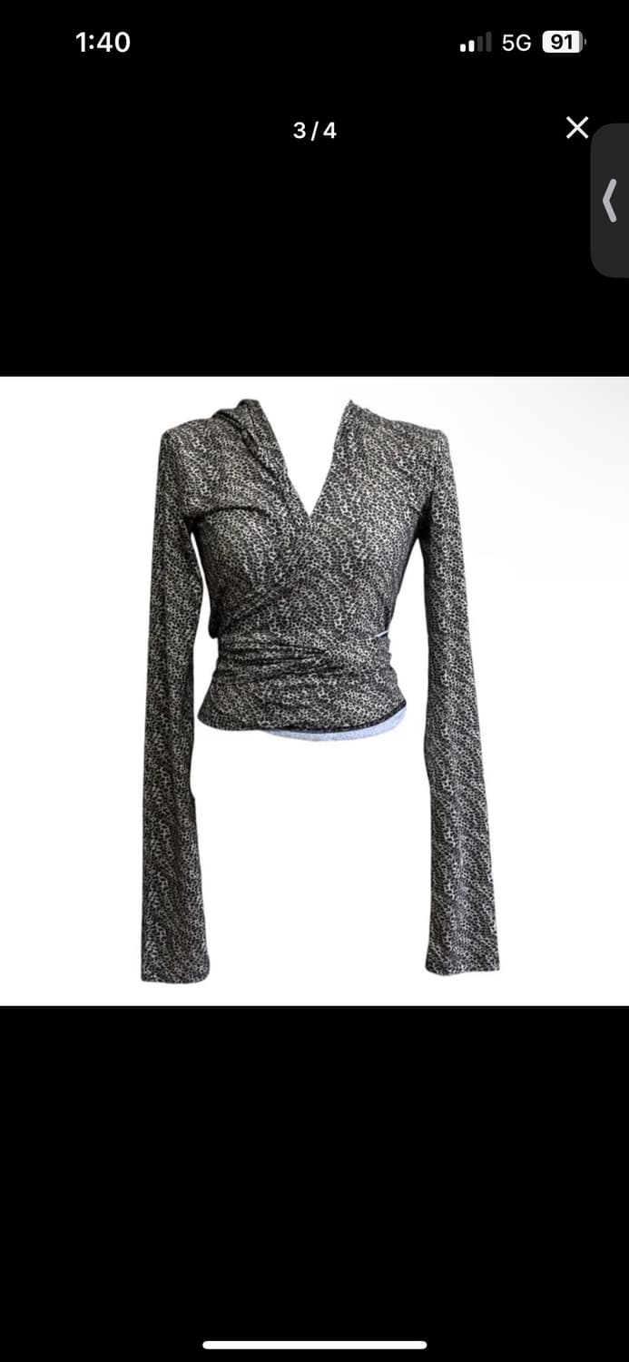 레오파드 호피 랩 후드 긴팔티 가디건 롱슬리브 갸루 상품이미지2