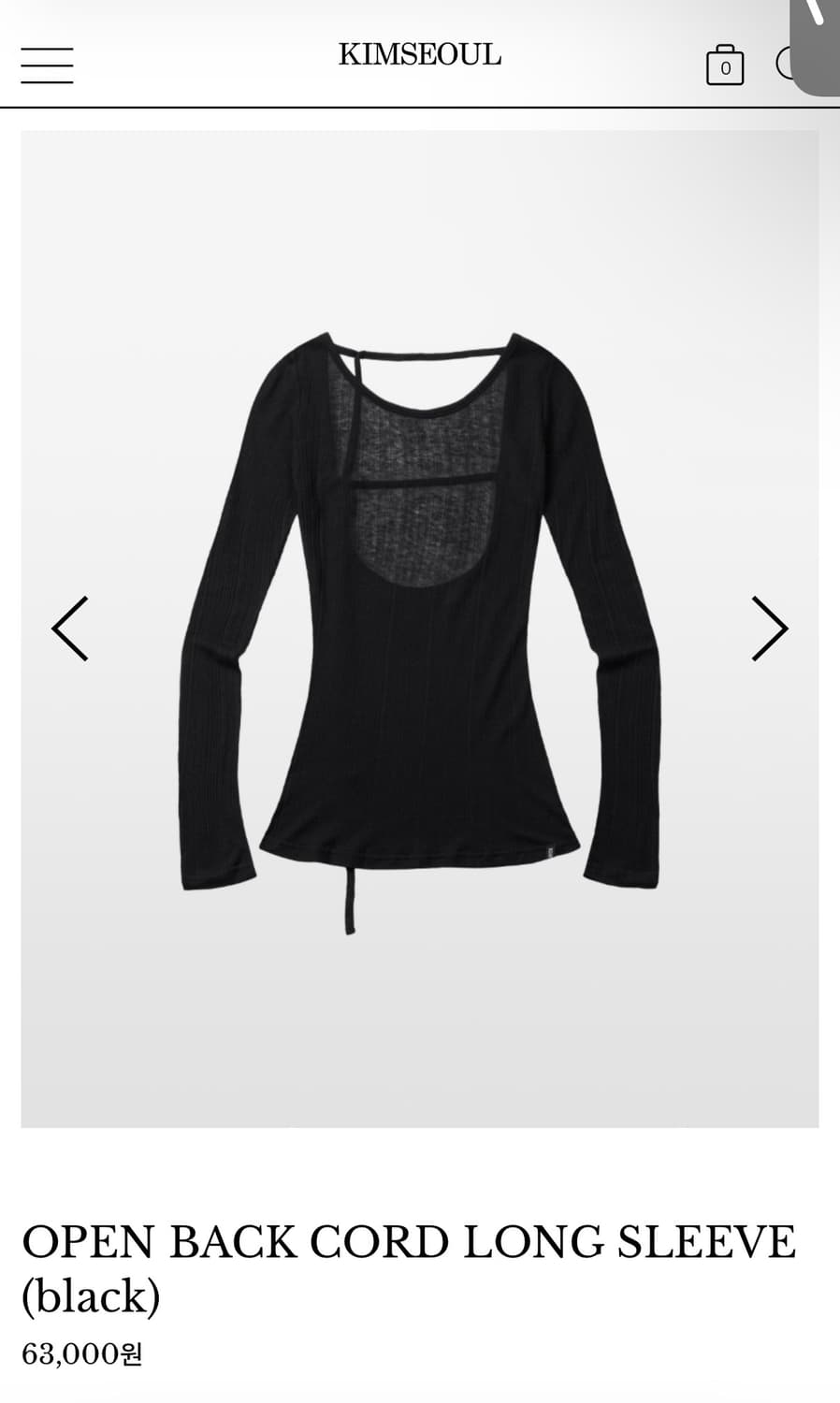 킴서울 OPEN BACK CORD LONG SLEEVE (black) 상품이미지1