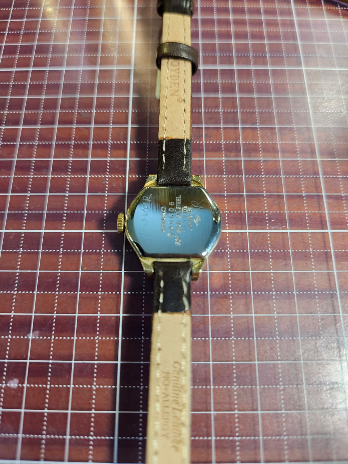 세이코 빈티지 여성 시계 핸드와인딩(수동) 브라운 가죽줄 상품이미지4