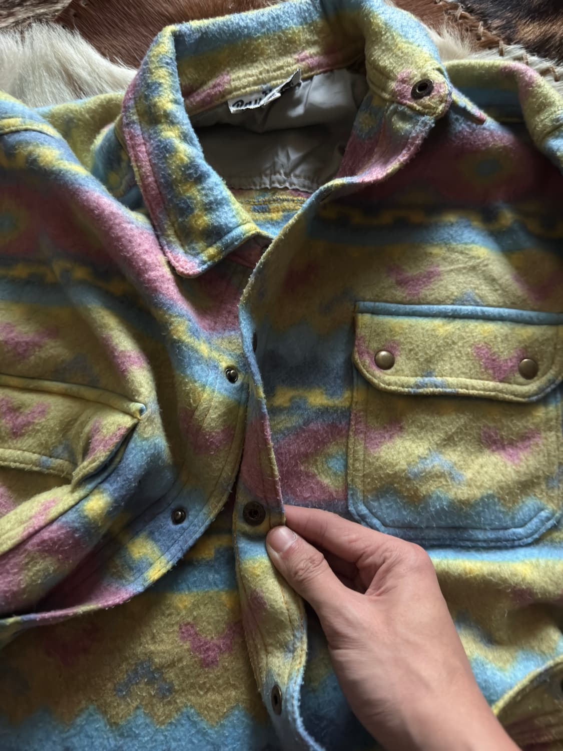 vtg Aztec Ethnic fleece shirt 상품이미지6