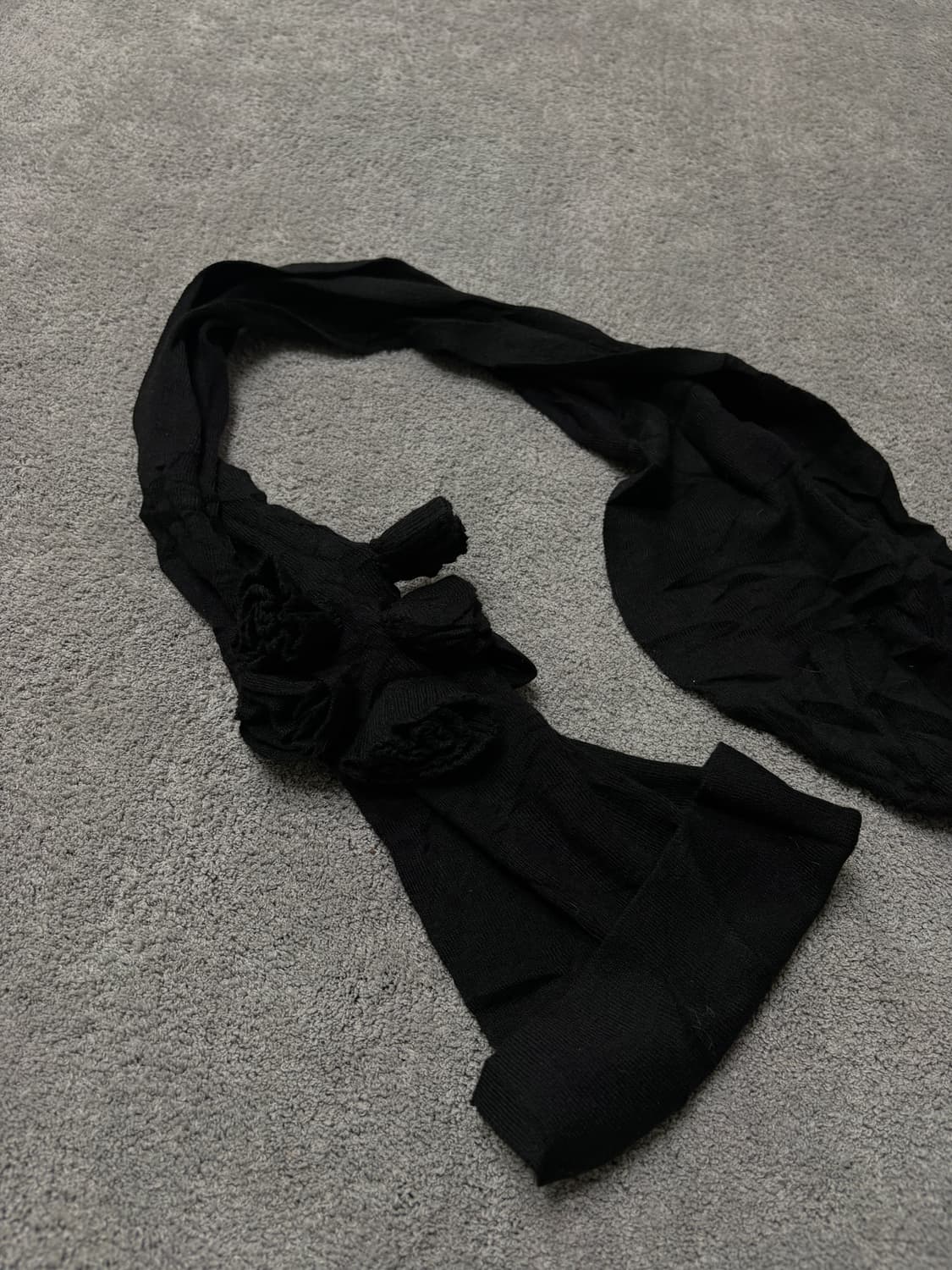 Vintage v-kei punk mood black rose scarf 상품이미지2