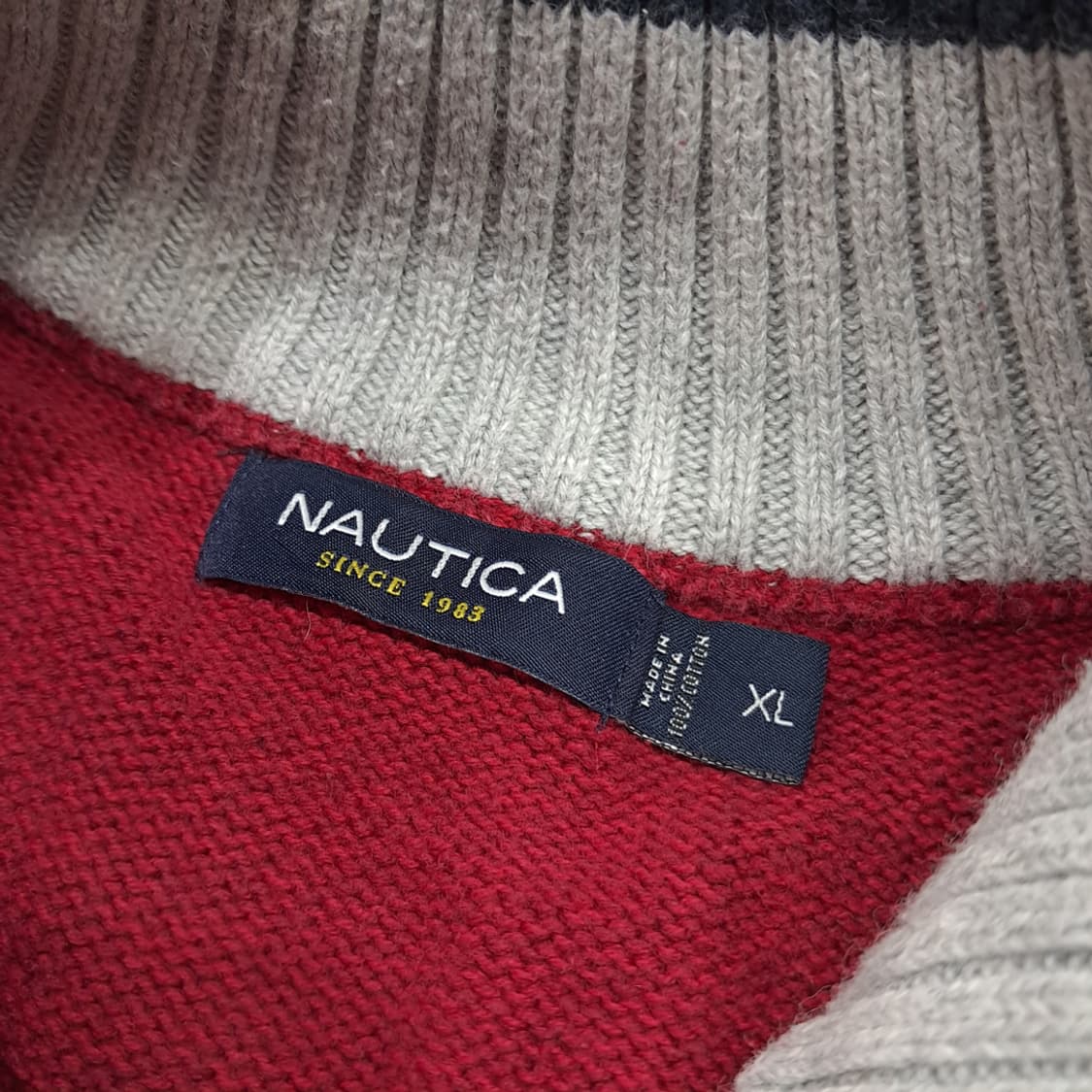 CL138 노티카 코튼 버튼목넥 레드 니트 스웨터 상품이미지5