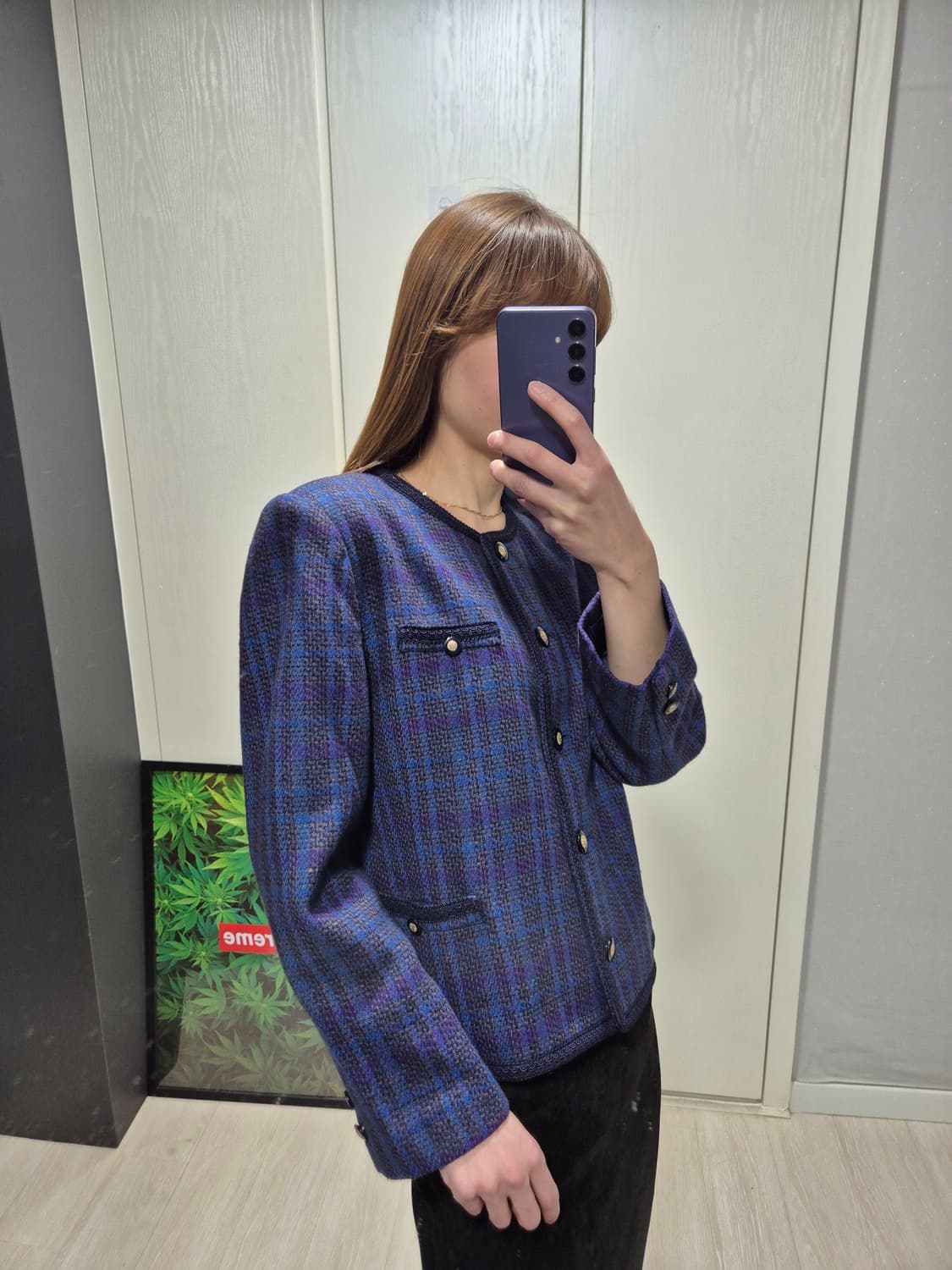 체크 패턴 트위드 빈티지자켓 상품이미지9