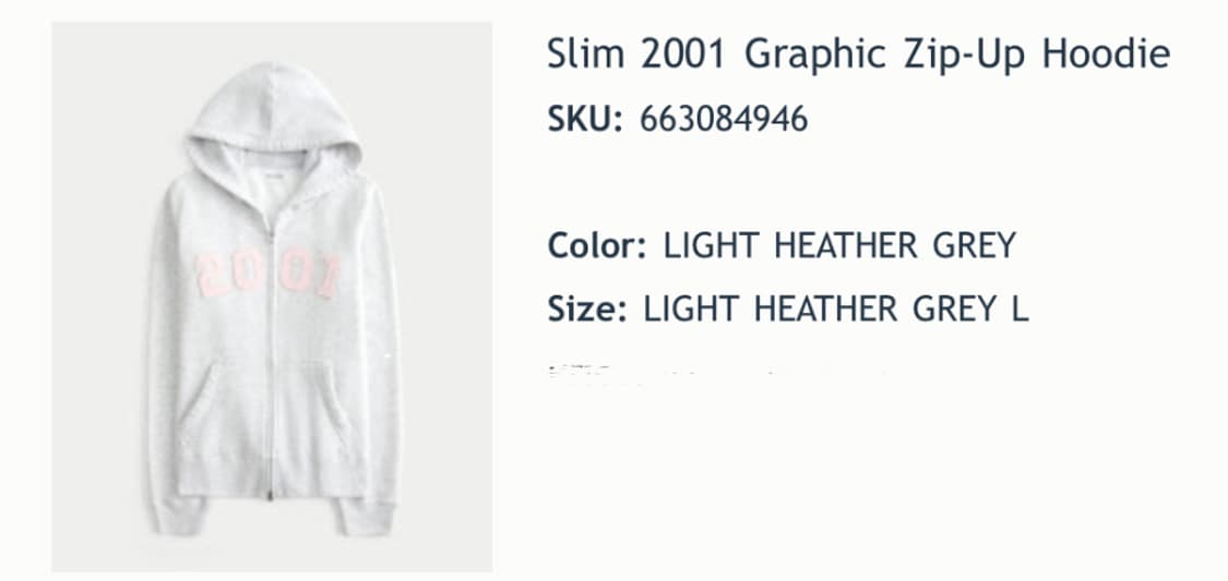 홀리스터 슬림 2001 후드집업 상품이미지3