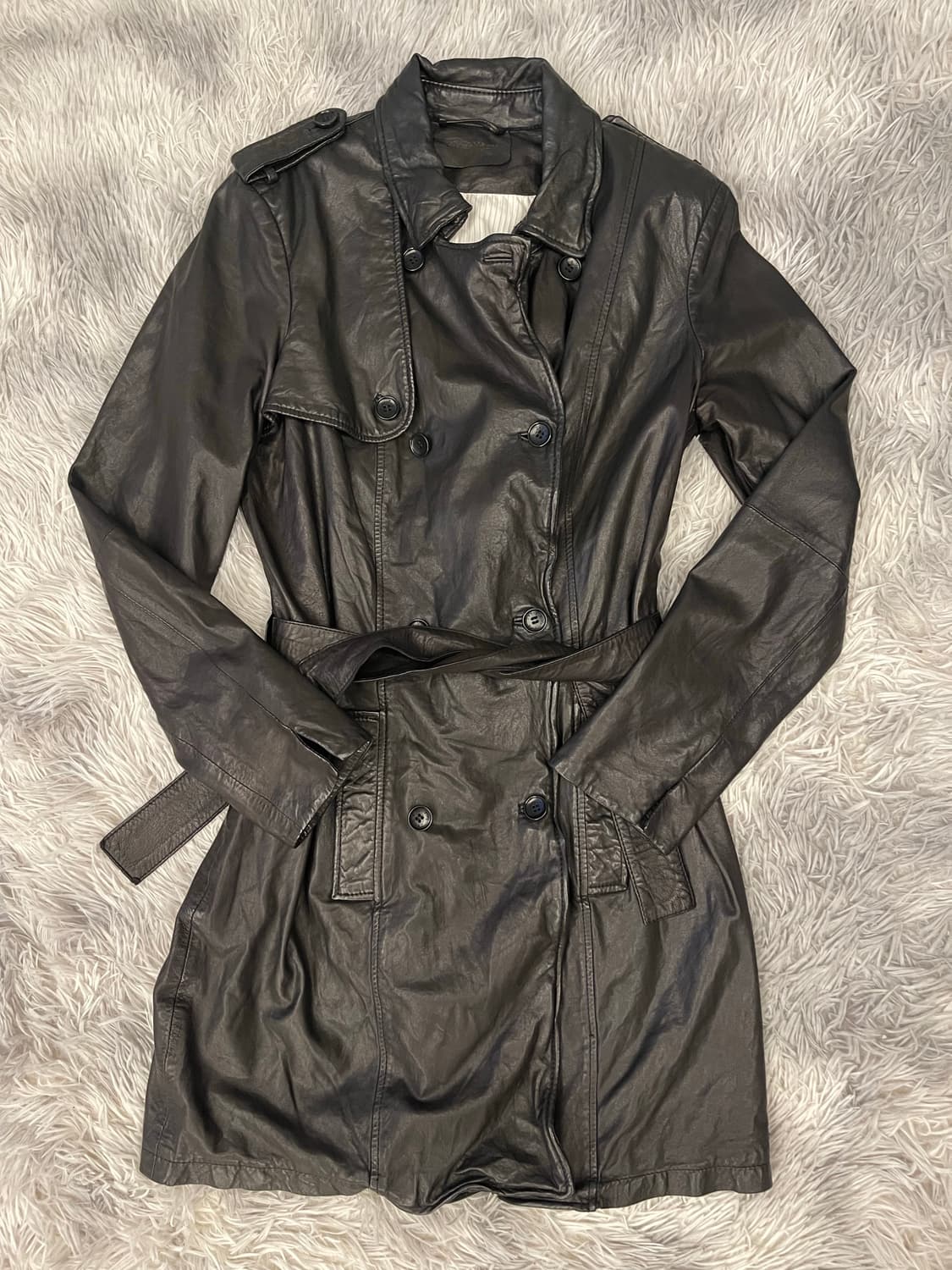 쟈딕앤볼테르 블랙 양가죽 트렌치코트 상품이미지1