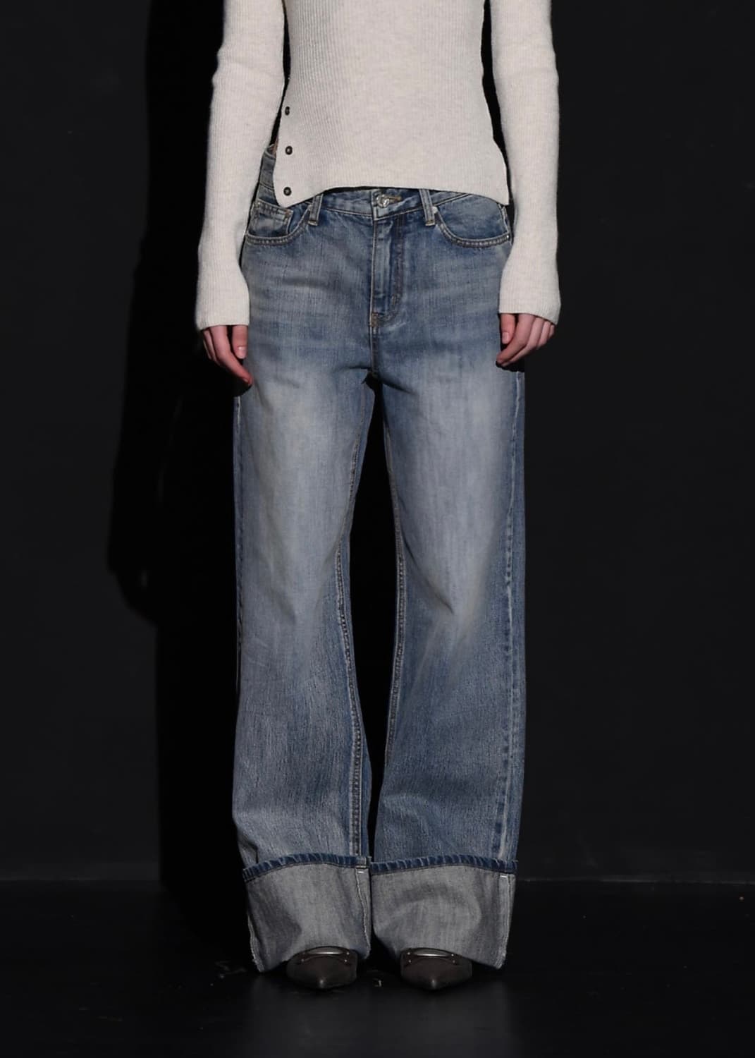 보헴서 WIDE ROLLUP DENIM PANTS M 상품이미지1