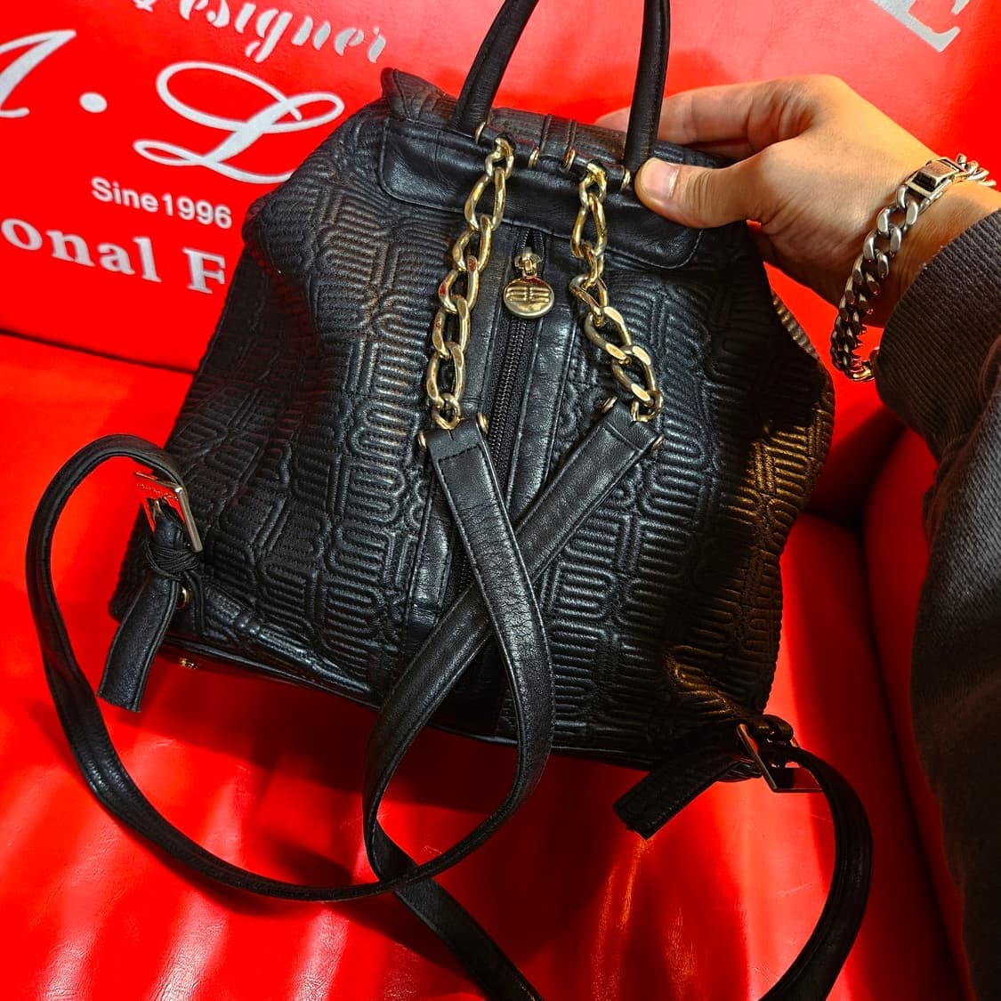 발렌시아가 빈티지 국내 라이센스 BB 가죽 퀄트 미니 백팩 상품이미지5