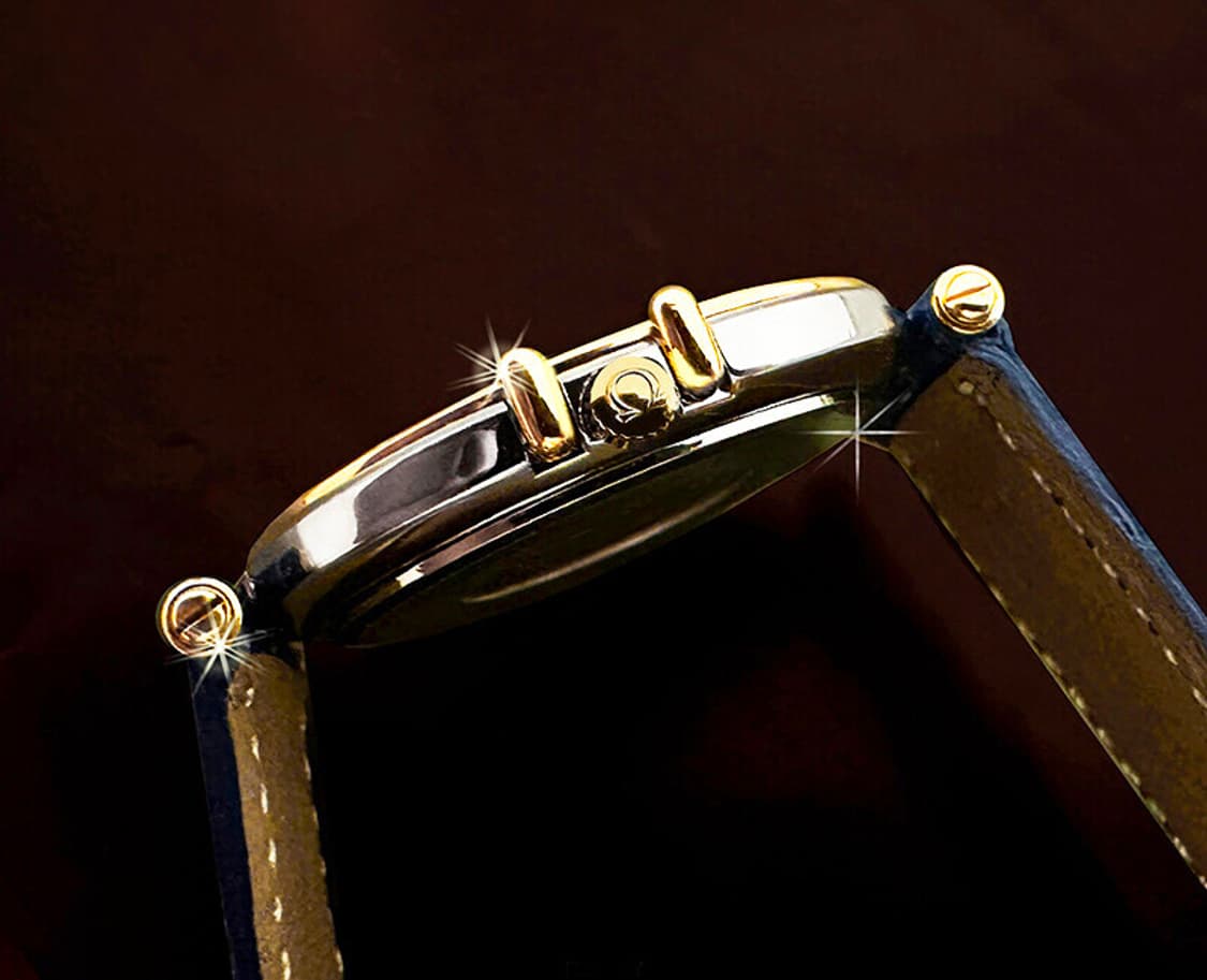 오메가 컨스틸레이션 블루 선레이 11P 다이아몬드 남녀공용 악어 가죽시계 상품이미지5