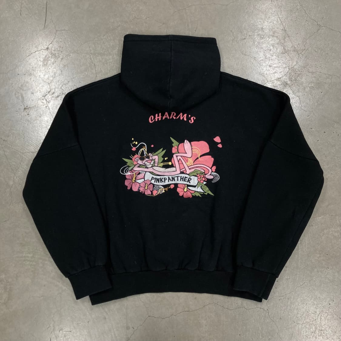 참스 핑크판다 블랙 컬러 자수 빅로고 후드티 상품이미지2