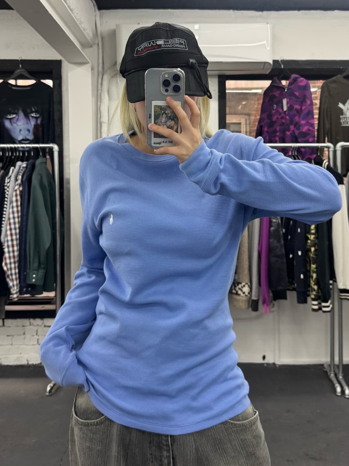 폴로 랄프로렌 와플 롱슬리브 스카이블루 상품이미지2