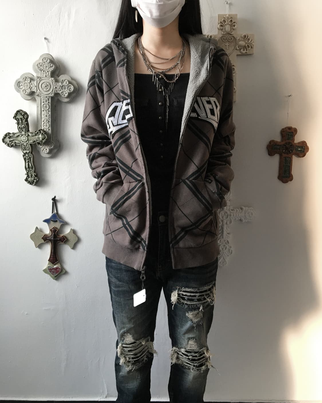 Check pattern hood zip up 상품이미지7