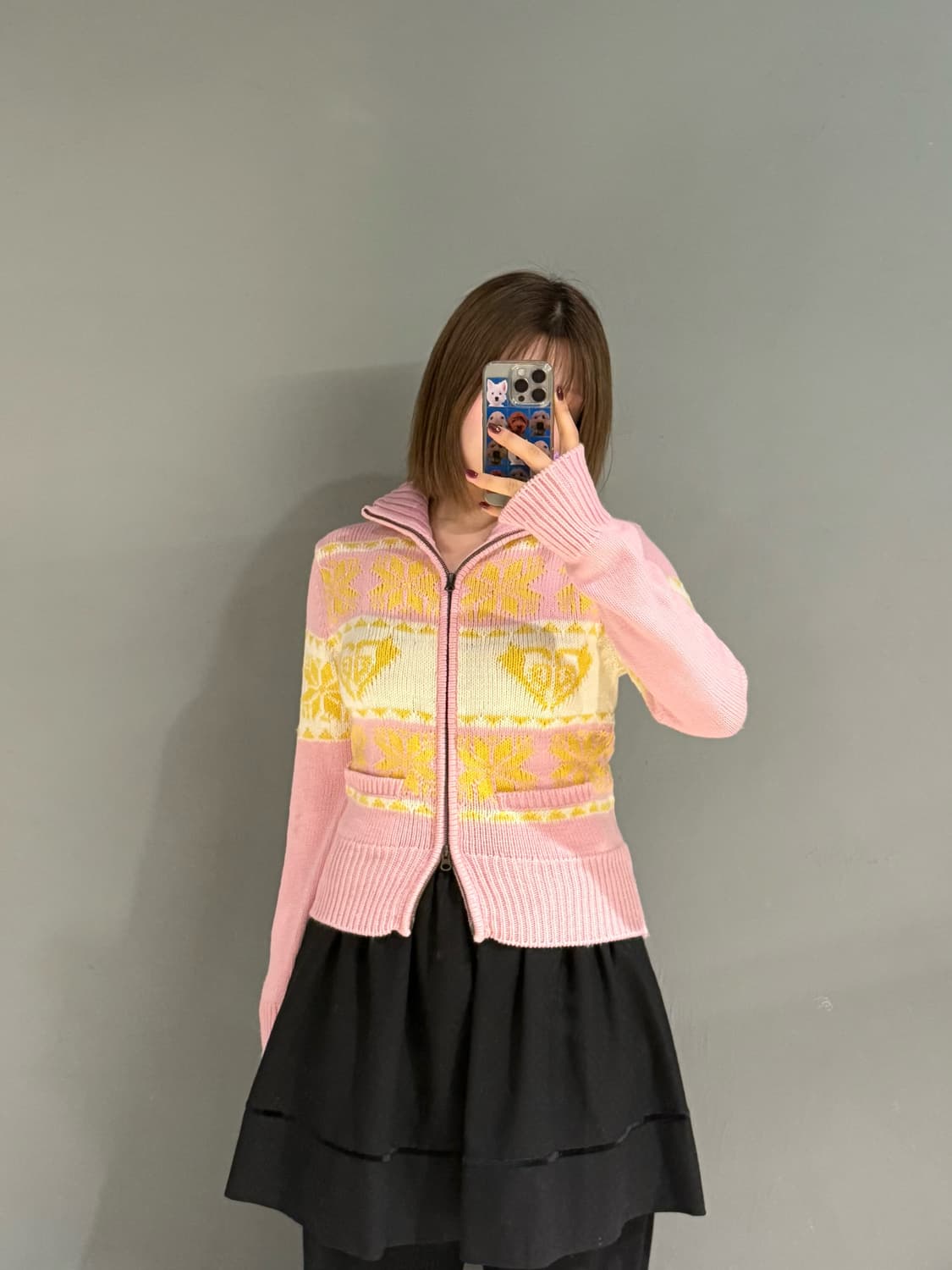 Roxy snow pattern high neck knit zip-up 상품이미지1