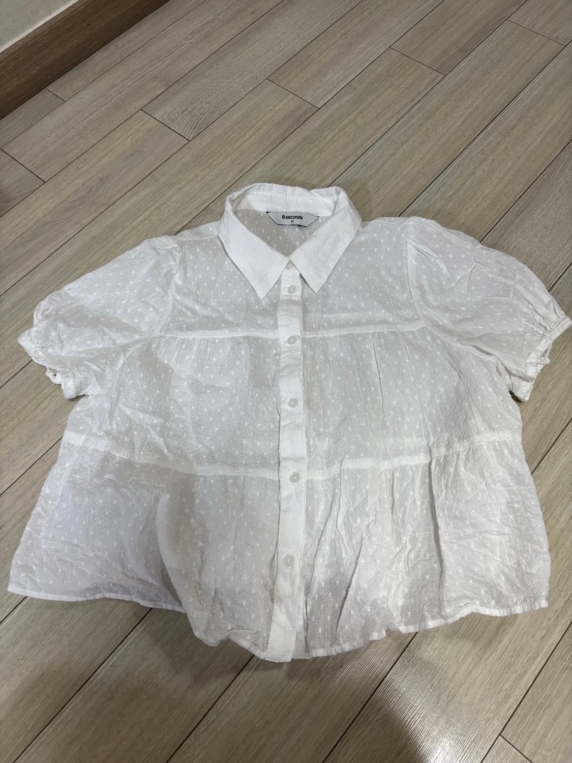 8seconds 에잇세컨즈 코튼 도비 캉캉이 반소매 블라우스 퍼프 블라우 상품이미지2