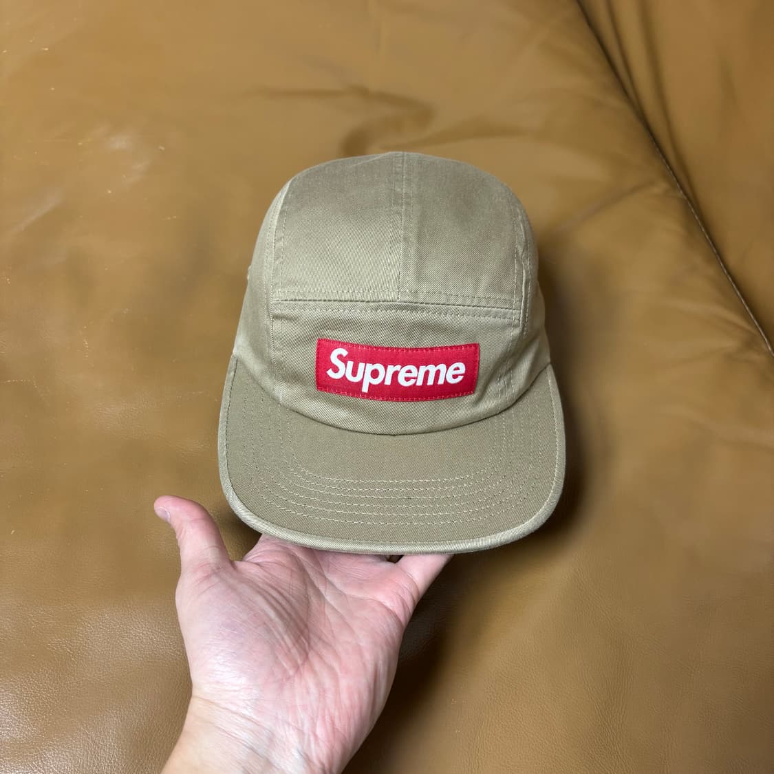 슈프림 캠프캡 모자 박스로고 워시드 탄 상품이미지2