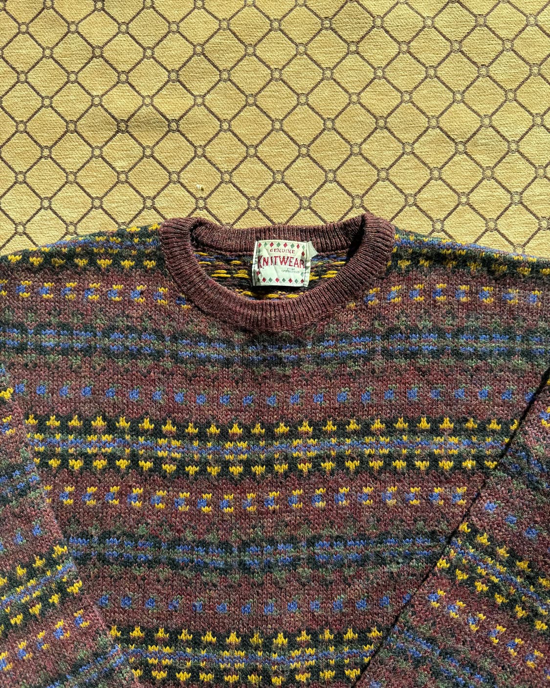 버건디 아가일 니트  상품이미지1