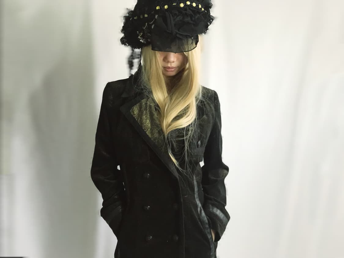 Dark-green washing/shimmer maxi coat 상품이미지1