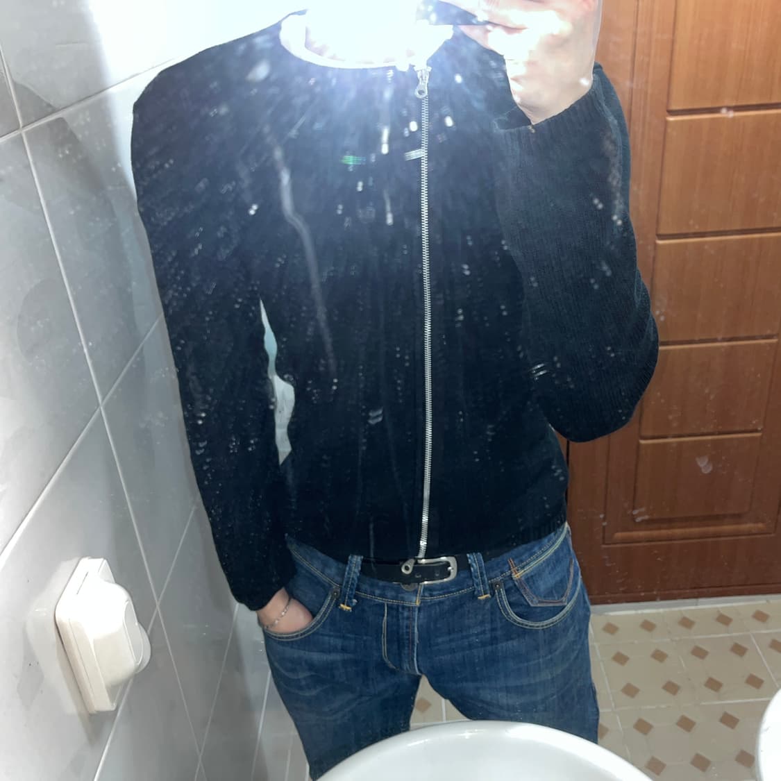 아르마니 익스체인지 사선 니트 집업 자켓 다크웨어 상품이미지2