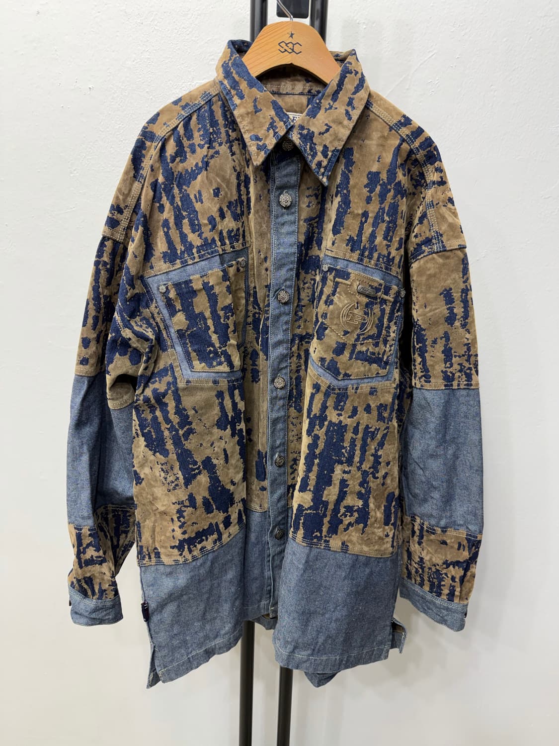 정품) PHAT FARM 팻팜 빅로고 데님 셔츠 자켓 XXL 상품이미지1