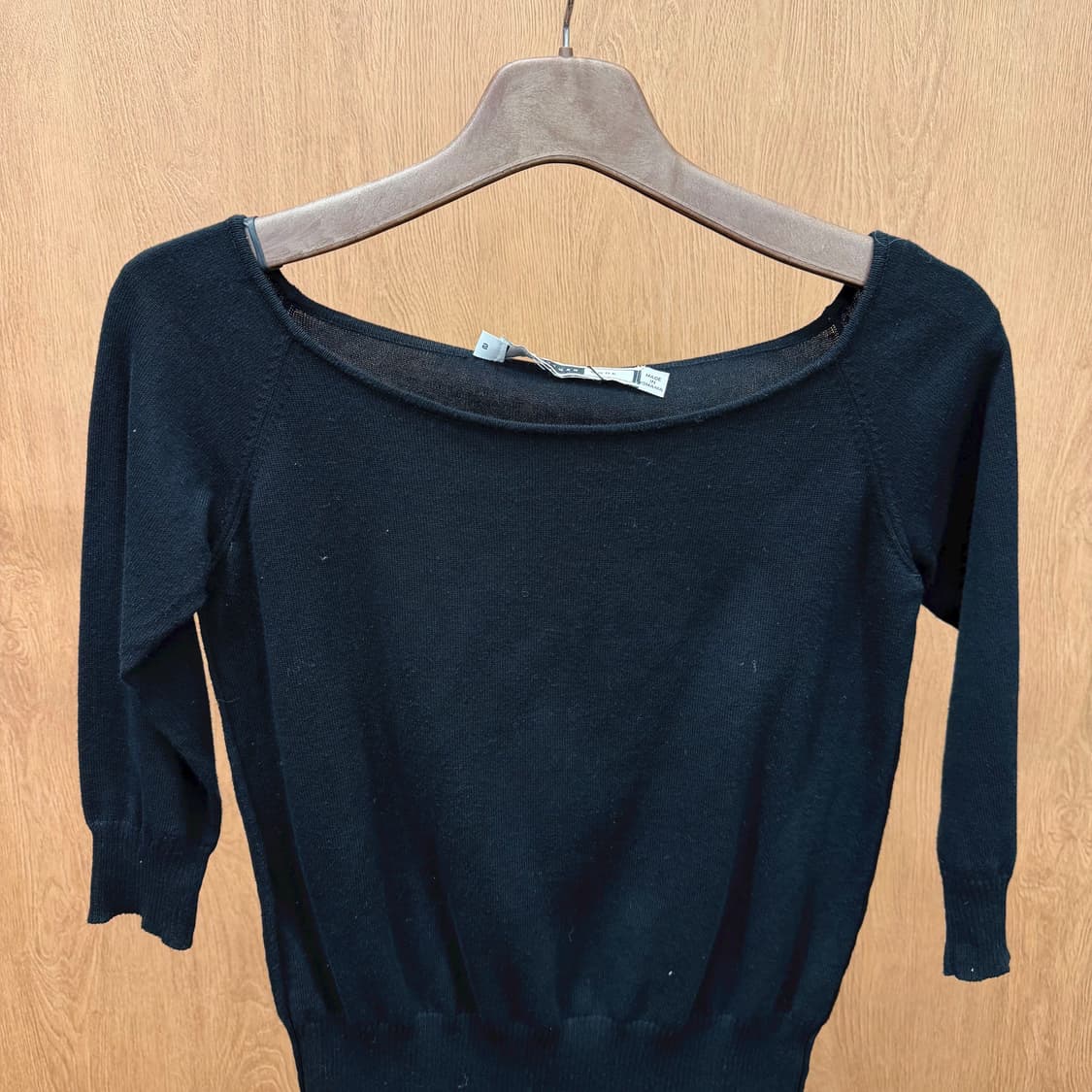 막스마라 스포트막스 7부 니트 밑단 소매 리빙 라운드넥 디테일 블랙 상품이미지4