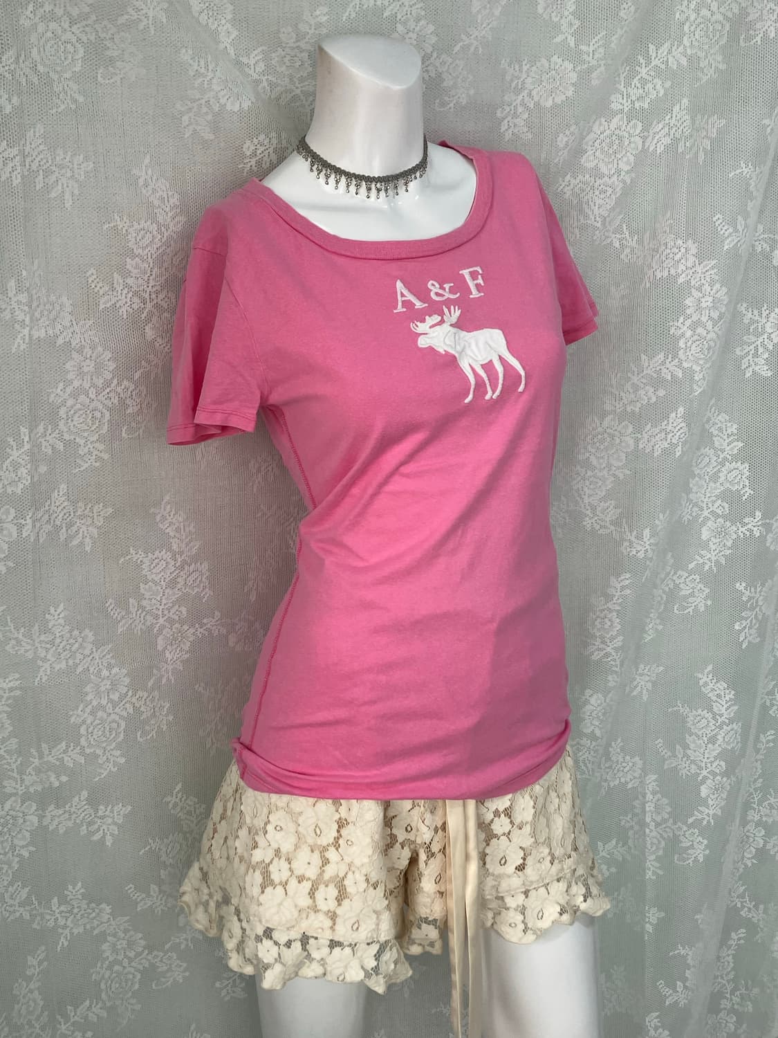빈티지 아베크롬비 베이비 핑크 반팔 1054 y2k 스트릿 갸루 펑키 일 상품이미지2