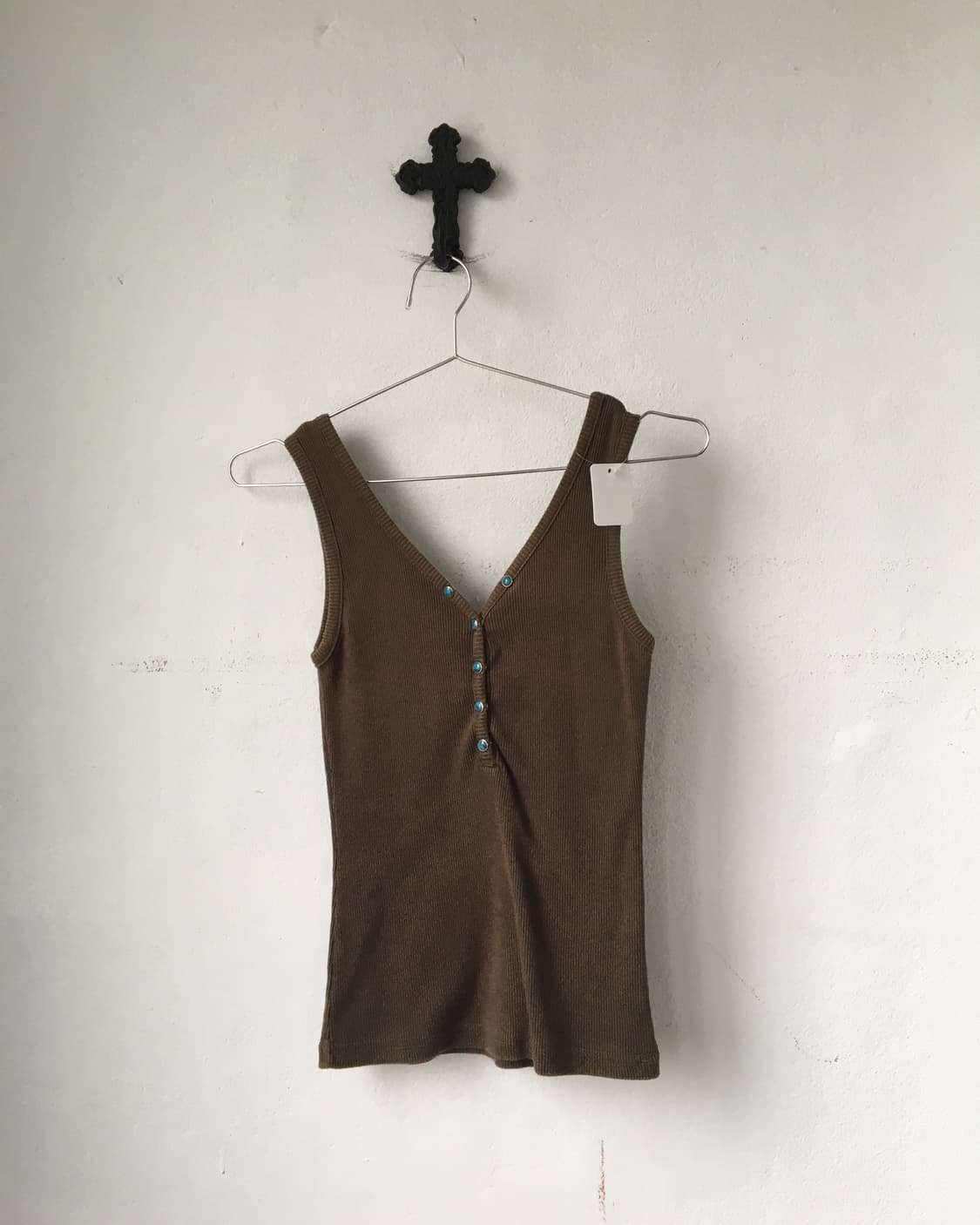 Henry neck ribbed sleeveless 상품이미지1
