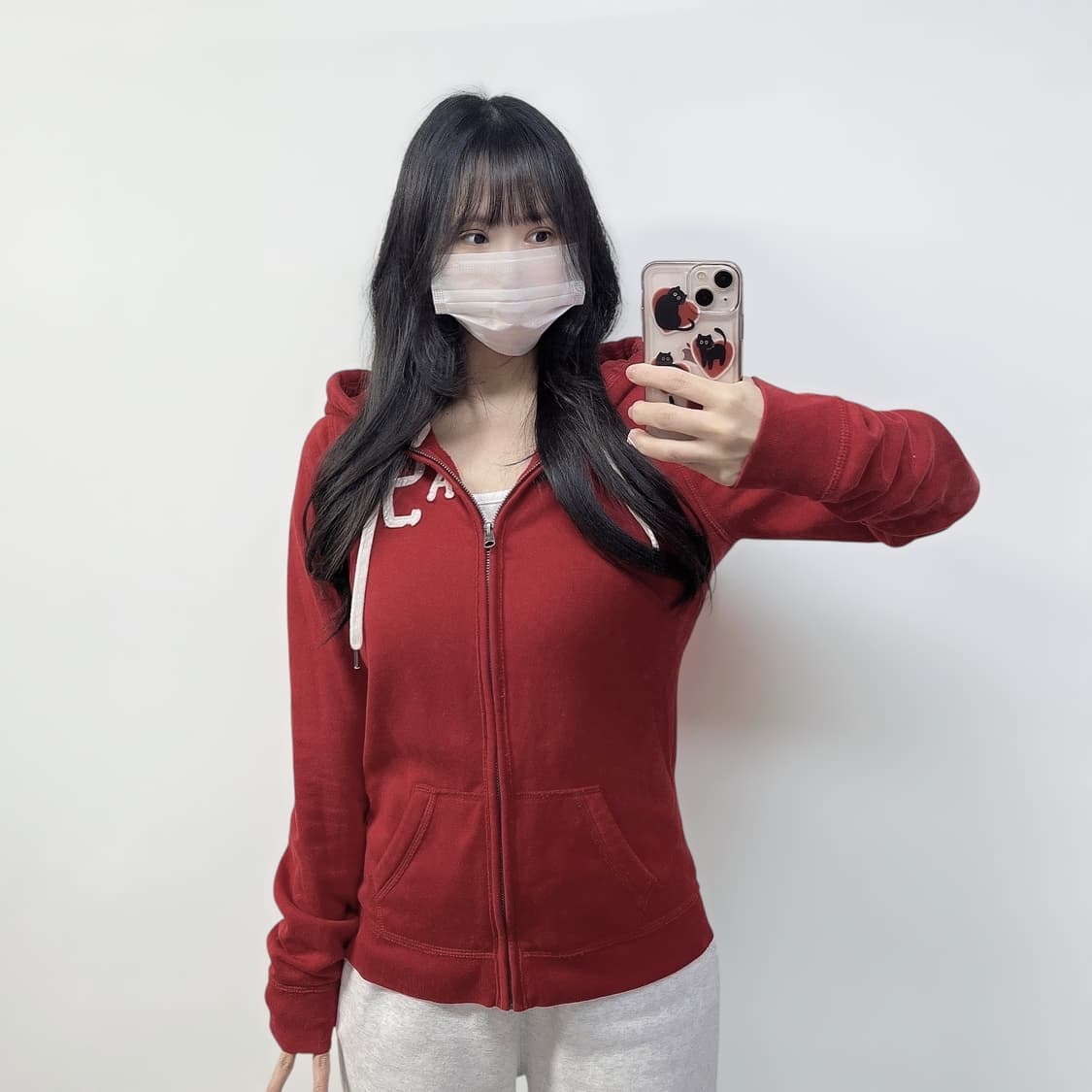 아베크롬비 AF 로고 후드집업 레드 상품이미지1