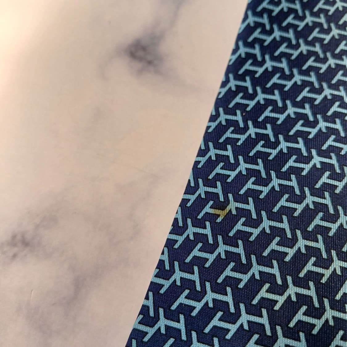 에르메스 실크 블루 H패턴 넥타이 9.4cm B등급 E752 상품이미지10