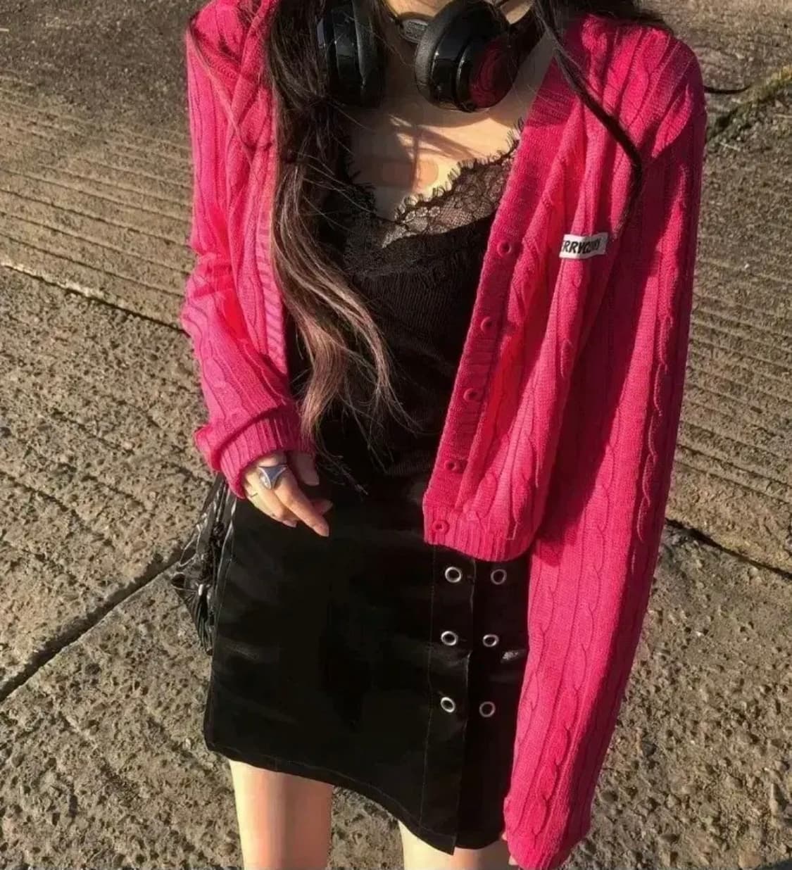 체리퀴리 라뇨 핫핑크 가디건 상품이미지1