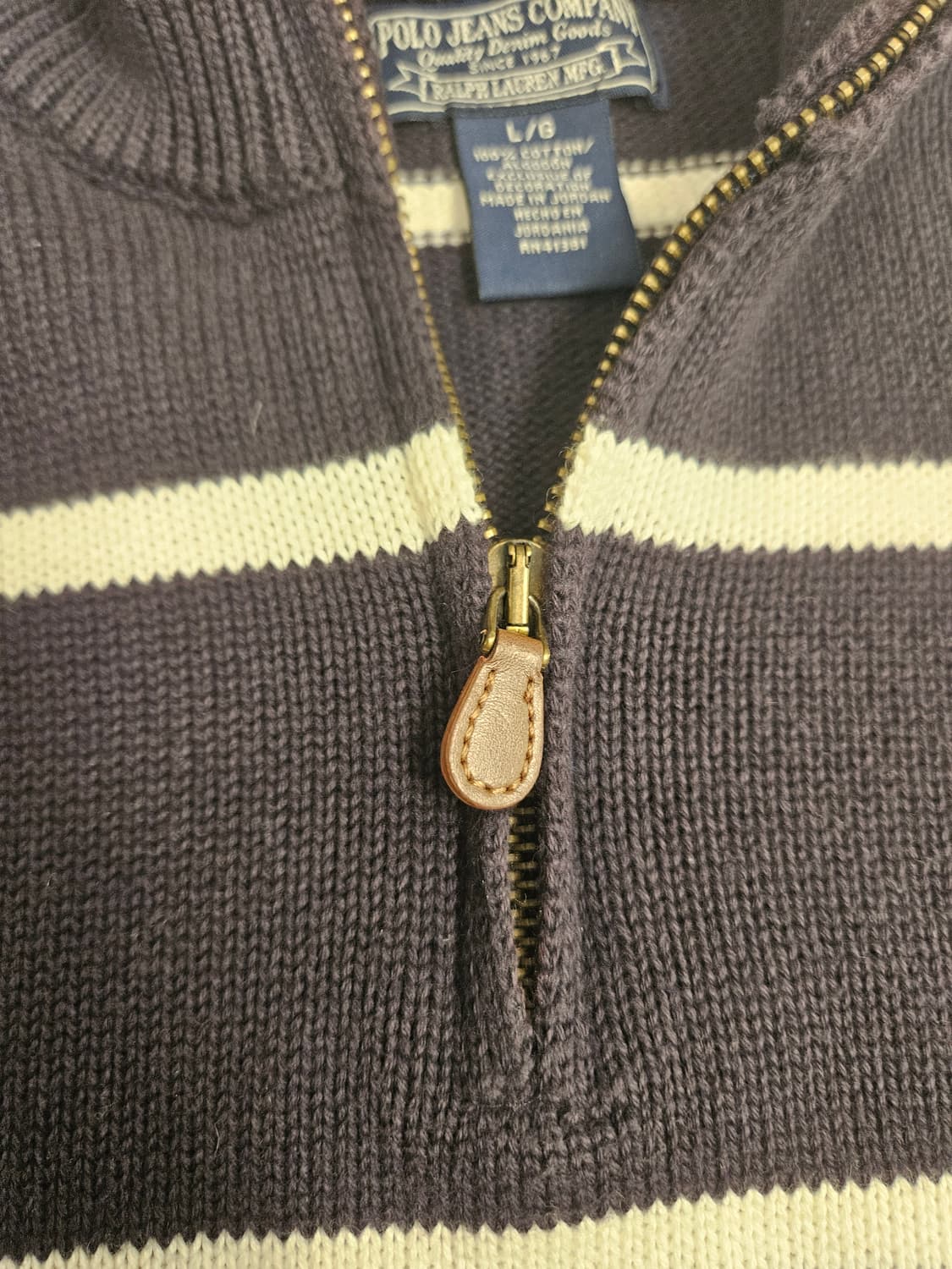 90s 폴로 진스 스트라이프 하프집업 상품이미지4