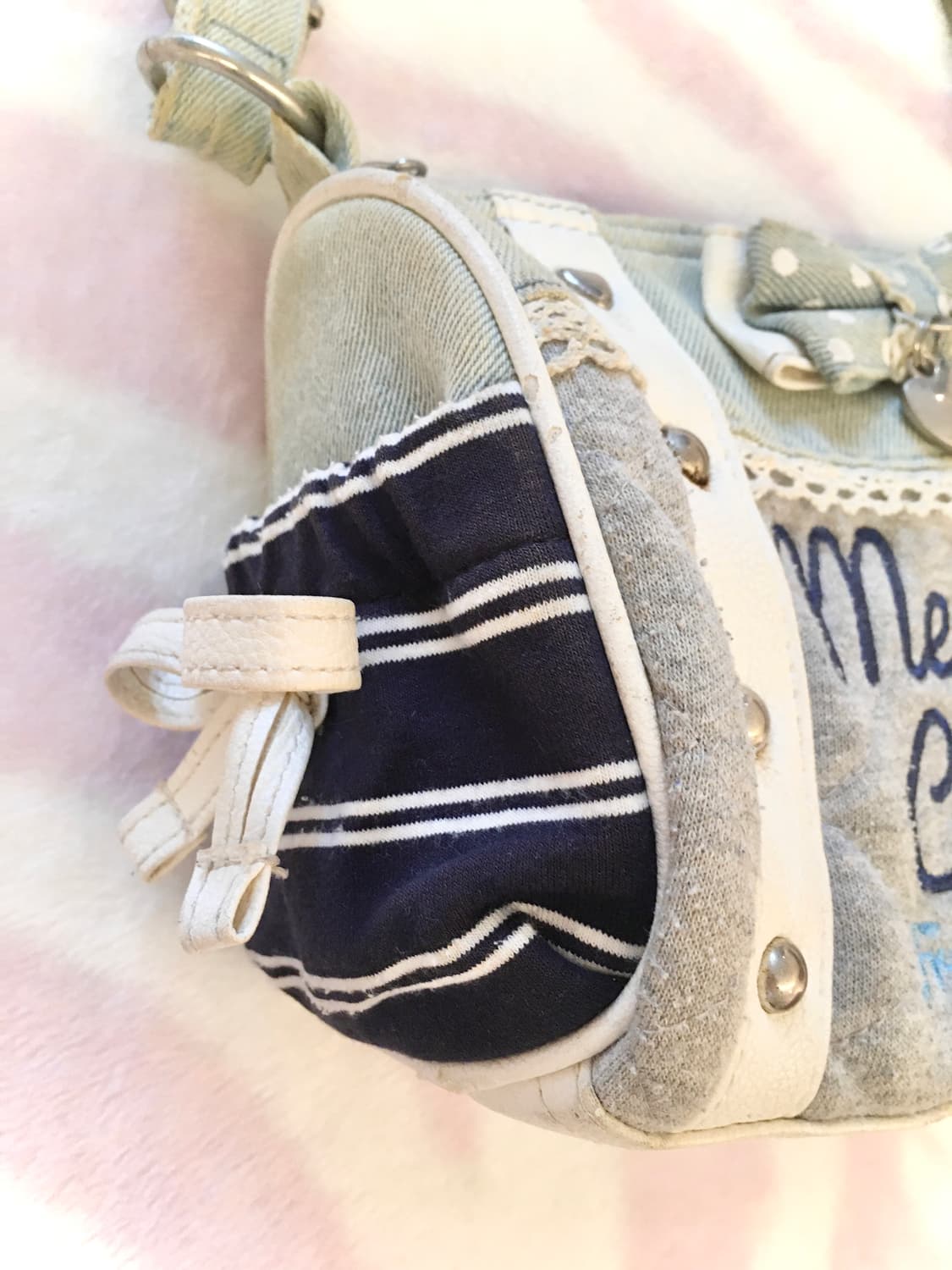 헤이세이 핀터레스트 도트리본 데님 고양이 크로스백 갸루 조지후쿠 상품이미지5