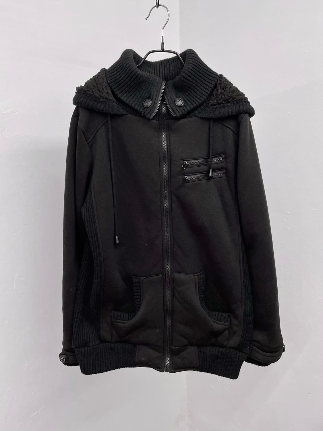 y2k 블랙 니트 펑크 집업 상품이미지5