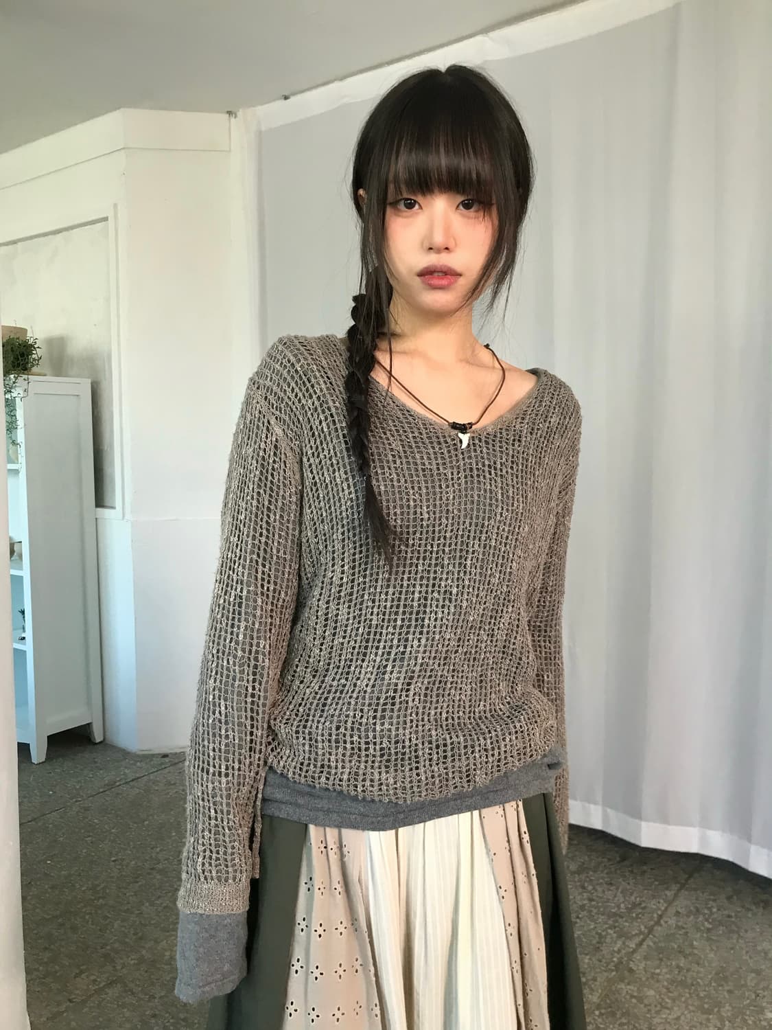 스트링 디테일 레이어링 니트 상품이미지2